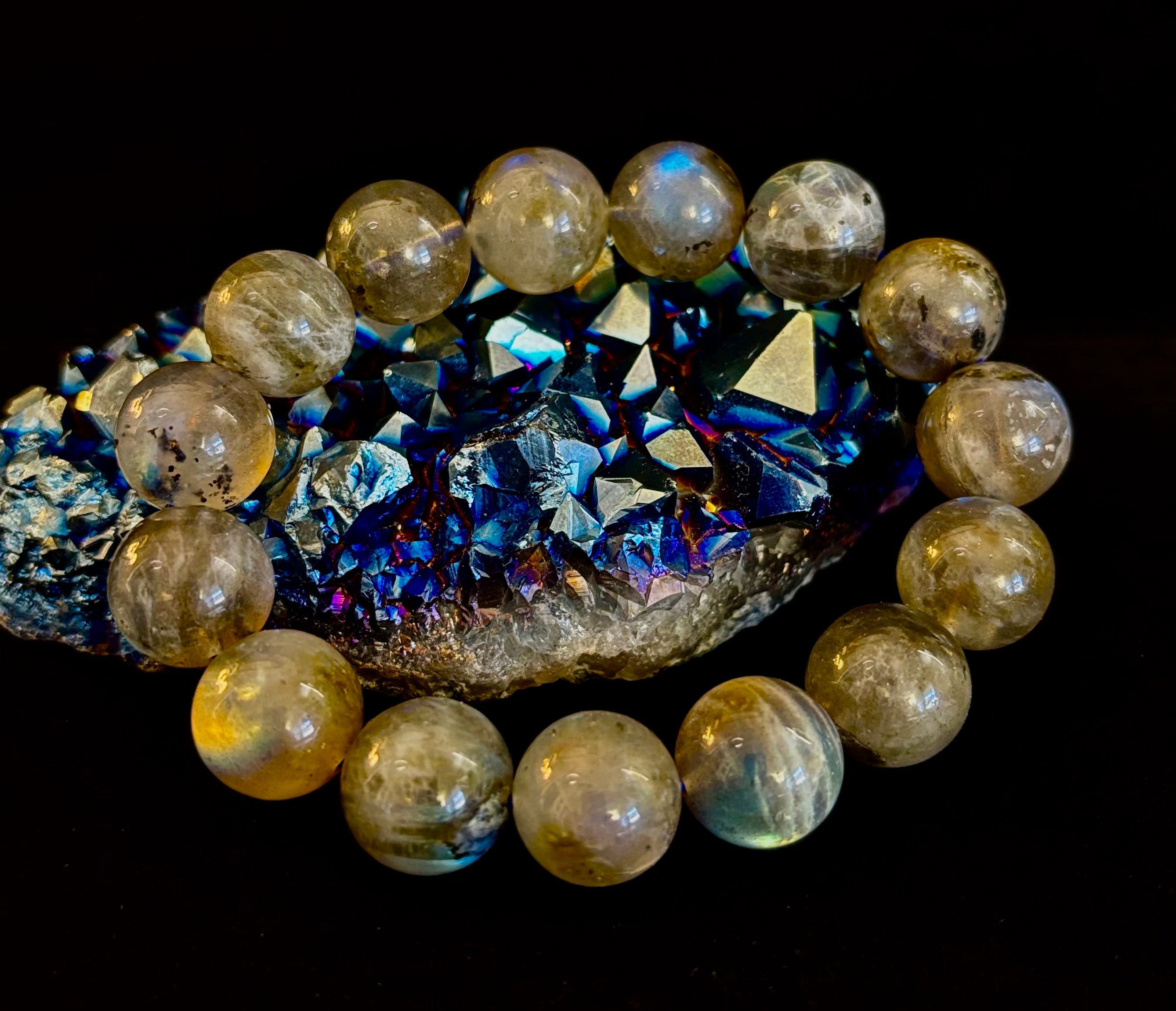 Moonlit Path: Silver Flash Labradorite Bracelet - Reiki Infused (3 Amazing Bead Sizes) | | Wiccan Center