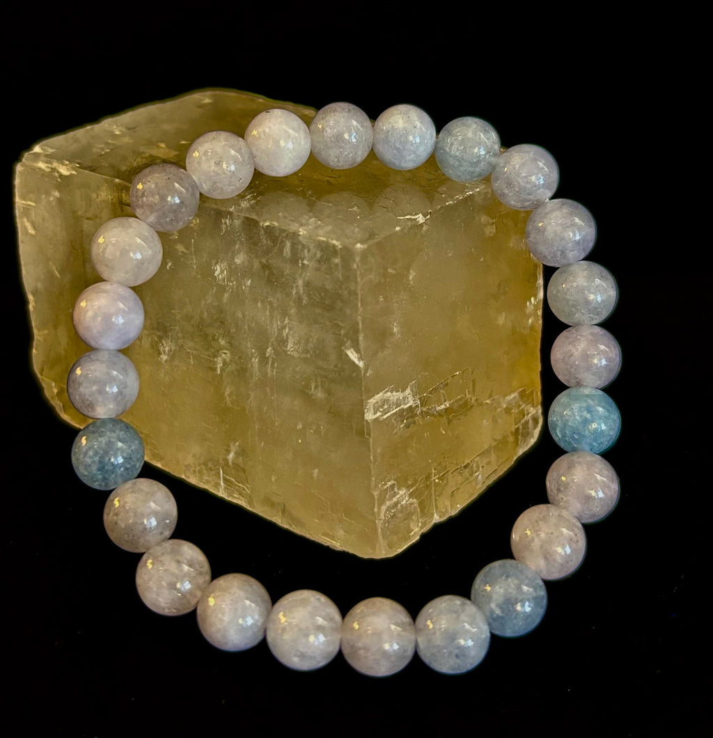 Aquamarine Beaded Bracelet – Reiki-Infused Calm, Clarity & Communication Jewelry (Medium Wrist) | | Wiccan Center