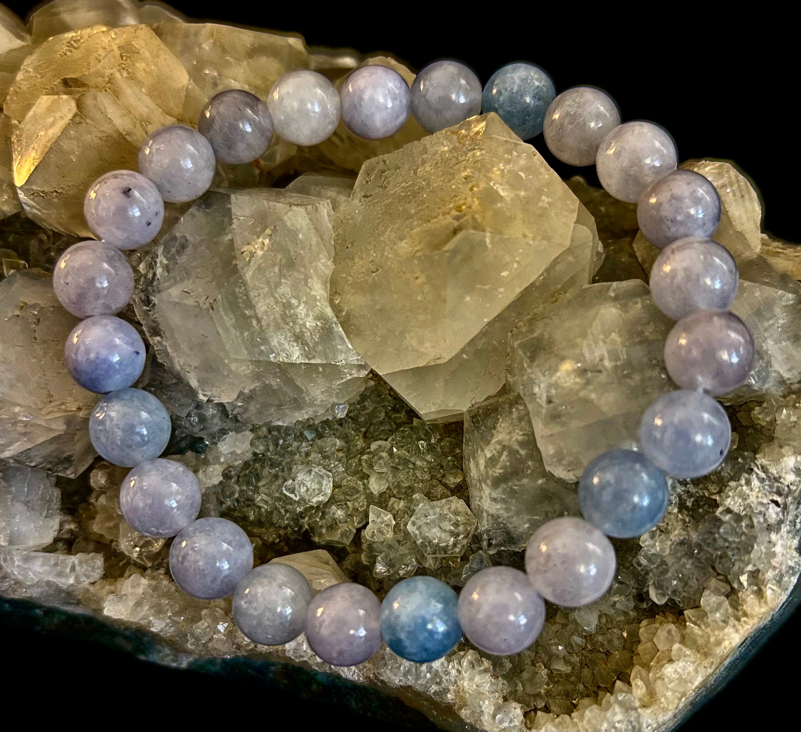 Aquamarine Beaded Bracelet – Reiki-Infused Calm, Clarity & Communication Jewelry (Medium Wrist) | | Wiccan Center