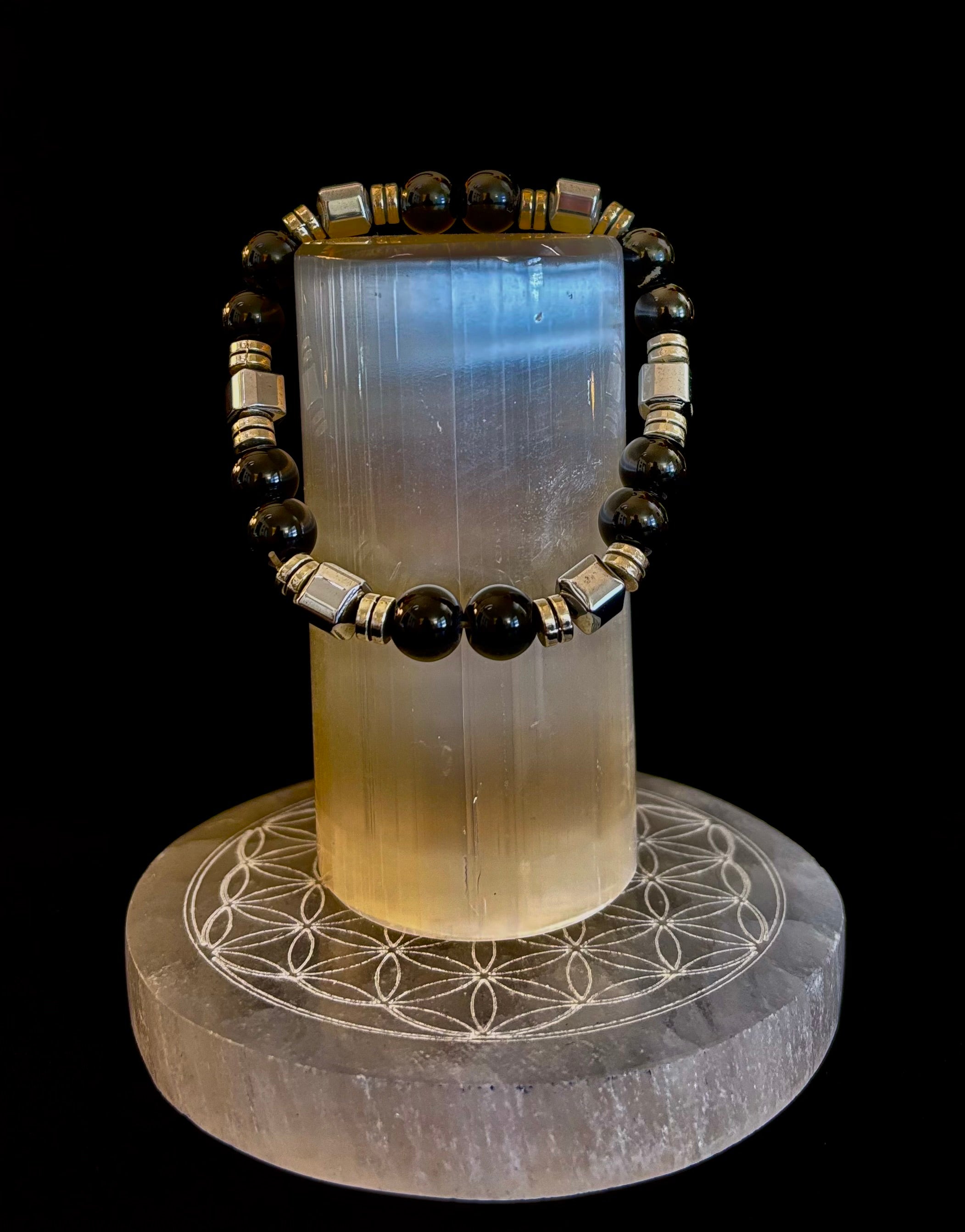 Midnight Shield Obsidian Bracelet – One of a Kind | Puerto Vallarta Artisan Piece | | Wiccan Center