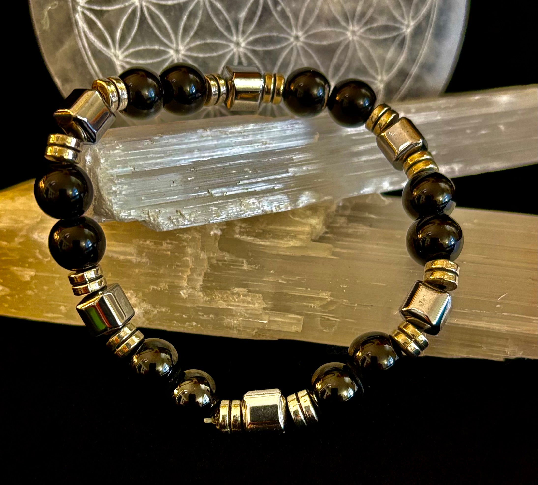 Midnight Shield Obsidian Bracelet – One of a Kind | Puerto Vallarta Artisan Piece | | Wiccan Center