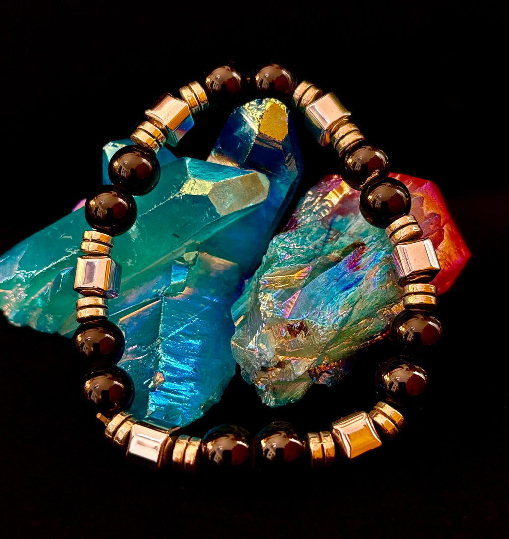 Midnight Shield Obsidian Bracelet – One of a Kind | Puerto Vallarta Artisan Piece | | Wiccan Center