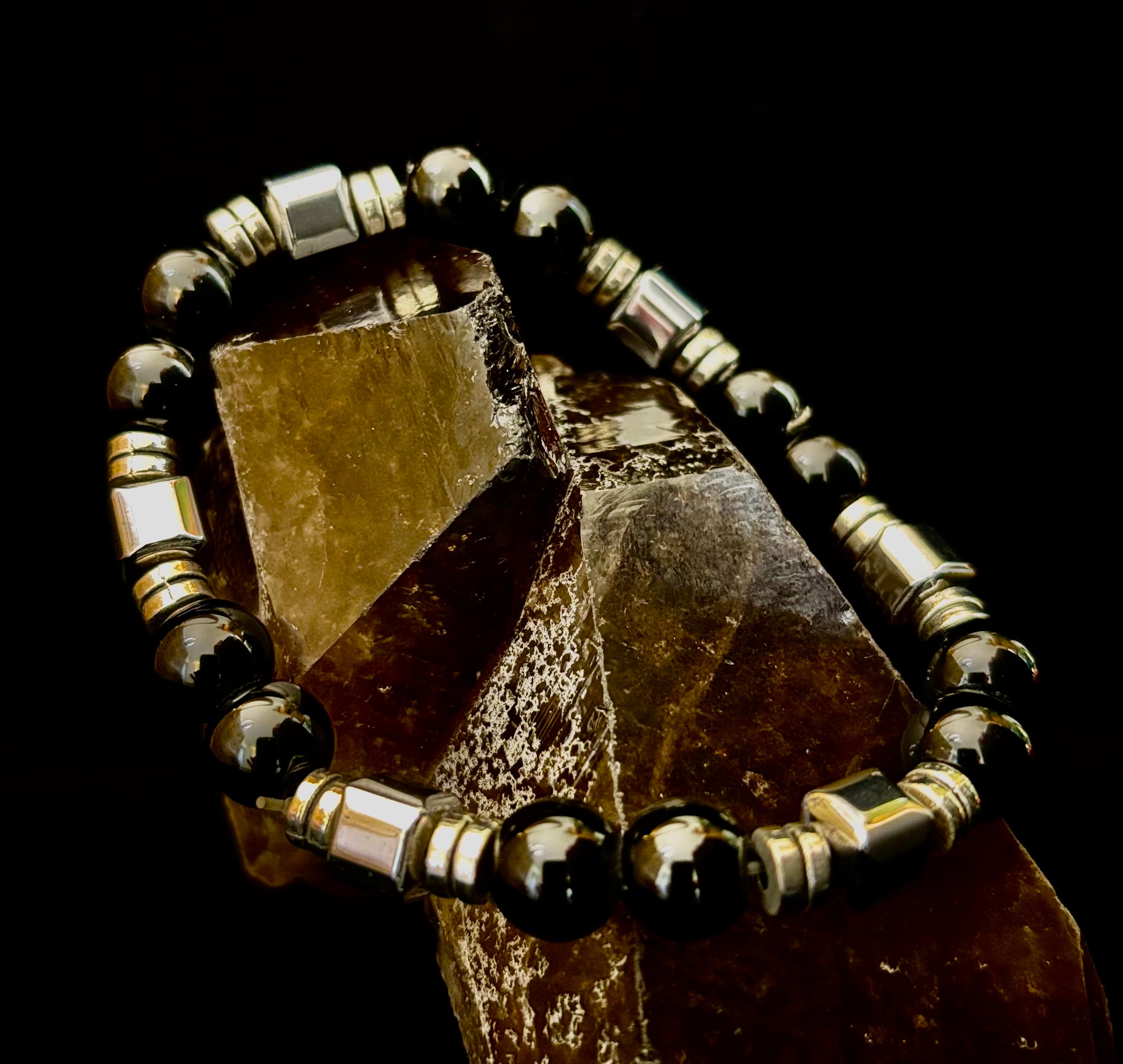 Midnight Shield Obsidian Bracelet – One of a Kind | Puerto Vallarta Artisan Piece | | Wiccan Center