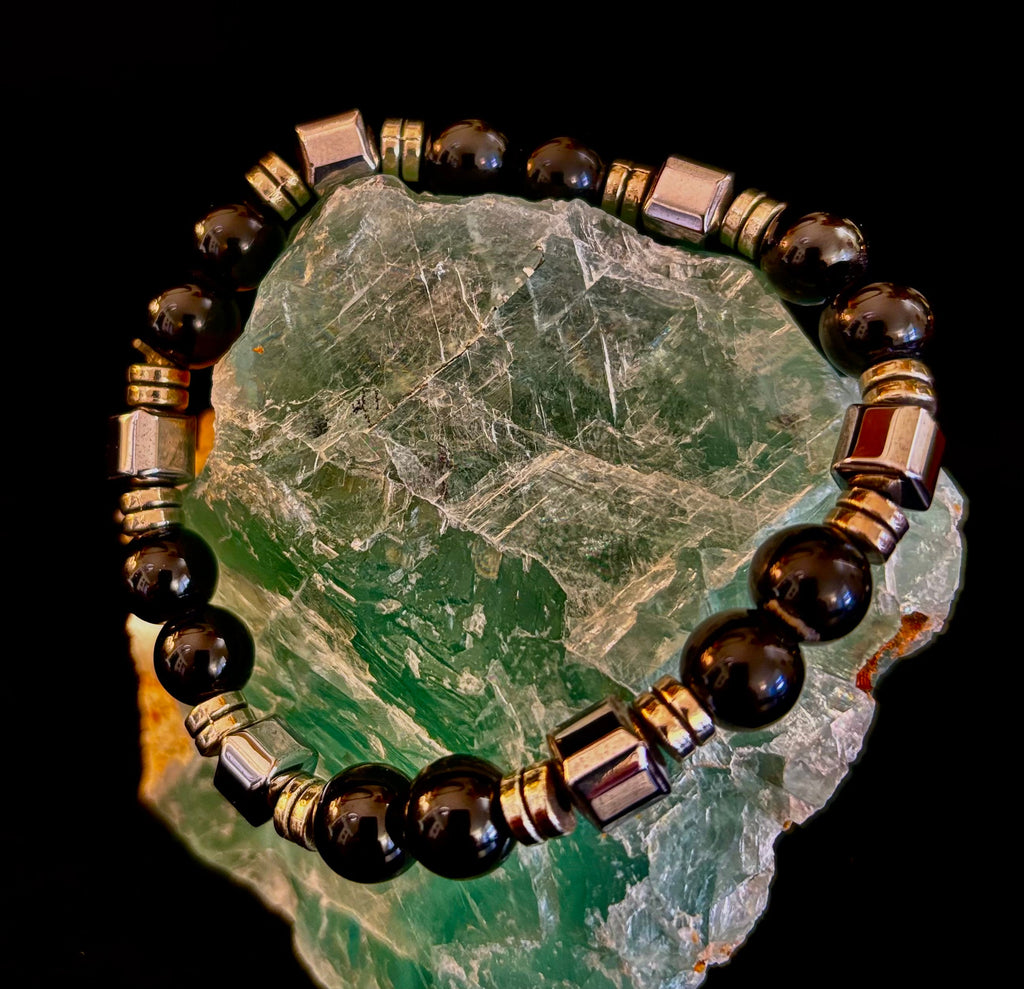 Midnight Shield Obsidian Bracelet – One of a Kind | Puerto Vallarta Artisan Piece | | Wiccan Center