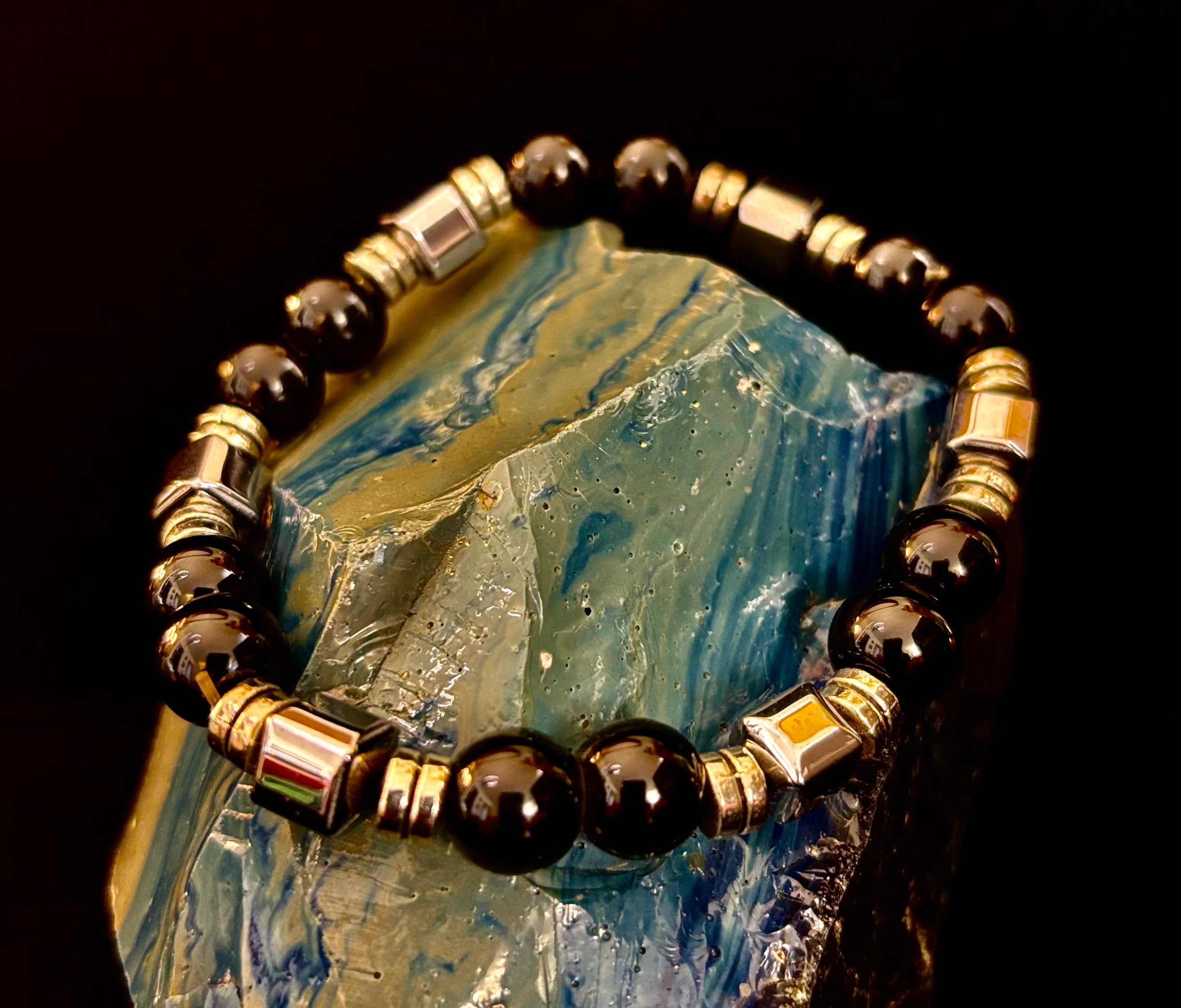 Midnight Shield Obsidian Bracelet – One of a Kind | Puerto Vallarta Artisan Piece | | Wiccan Center