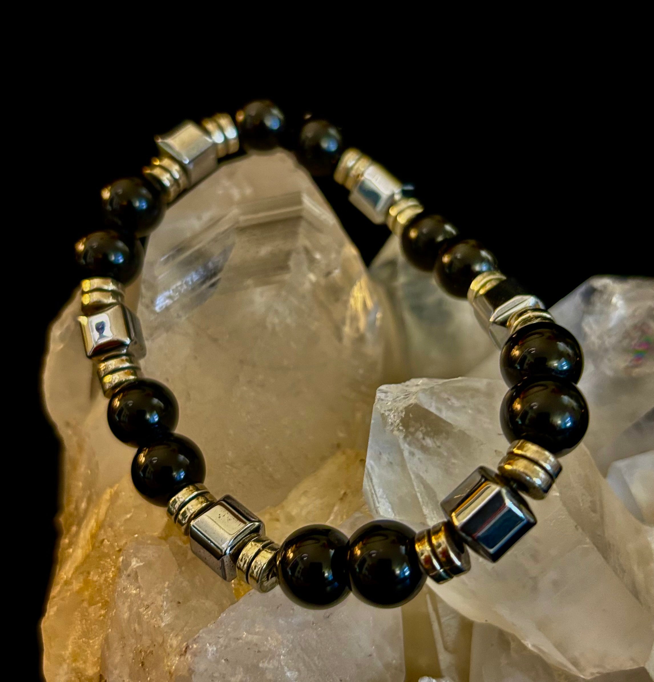 Midnight Shield Obsidian Bracelet – One of a Kind | Puerto Vallarta Artisan Piece | | Wiccan Center