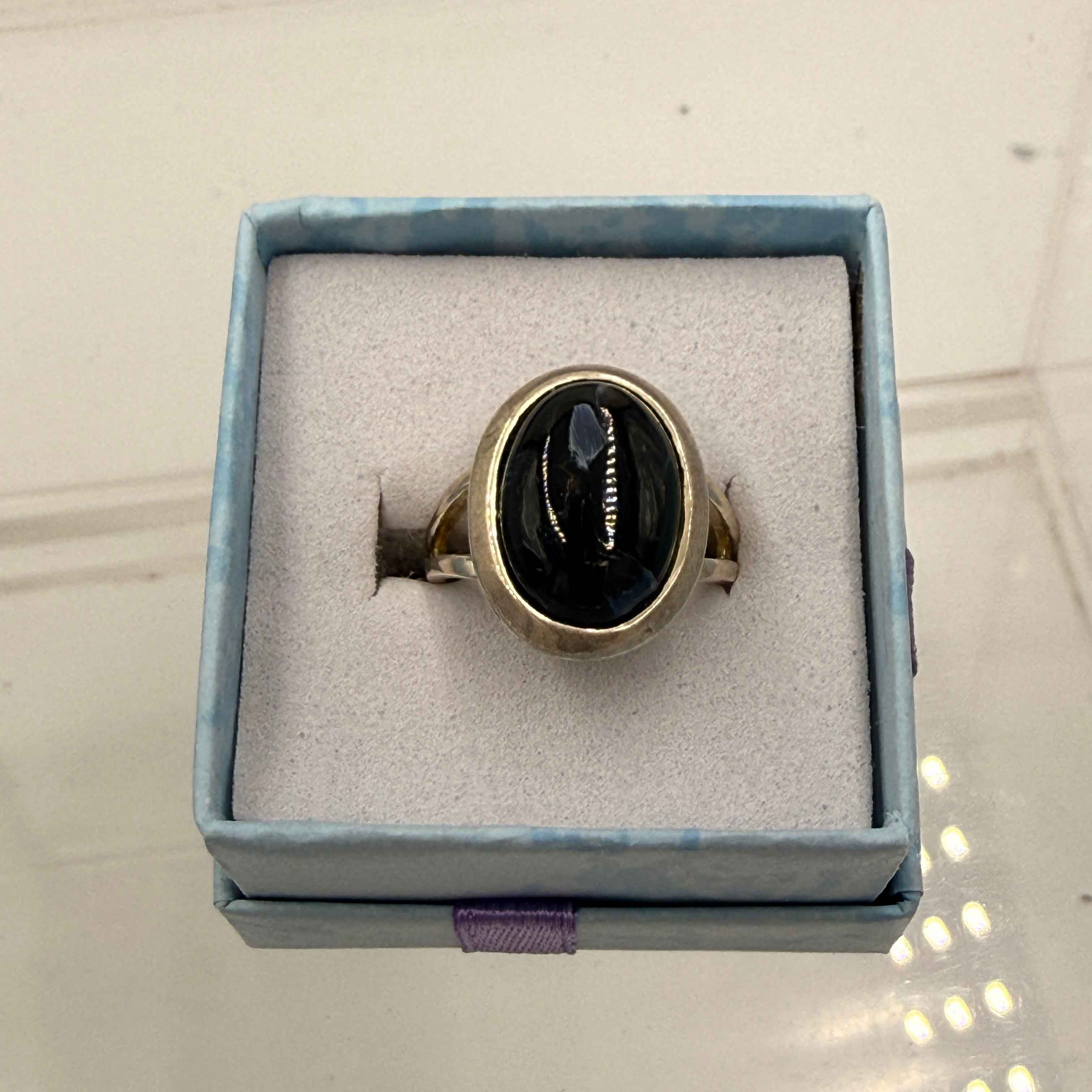 Sterling Silver Split Banded Oval Pietersite Ring - Size 5 - Grounding, Transformative & Insightful | Rings | Wiccan Center