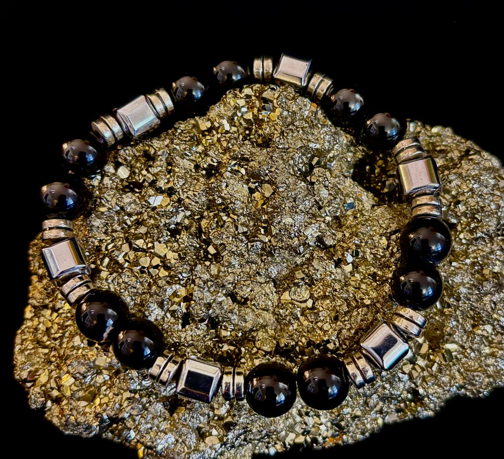 Midnight Shield Obsidian Bracelet – One of a Kind | Puerto Vallarta Artisan Piece | | Wiccan Center