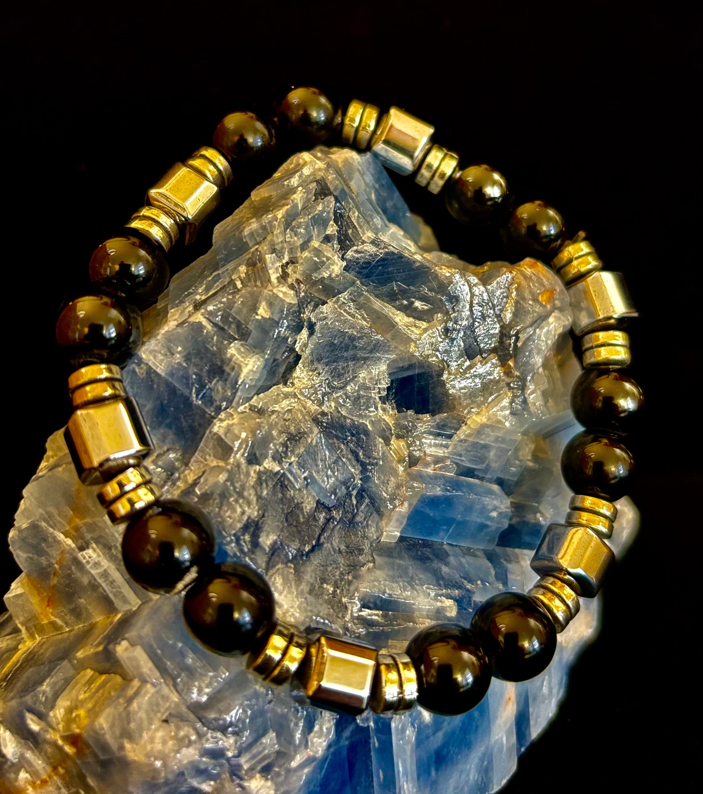 Midnight Shield Obsidian Bracelet – One of a Kind | Puerto Vallarta Artisan Piece | | Wiccan Center
