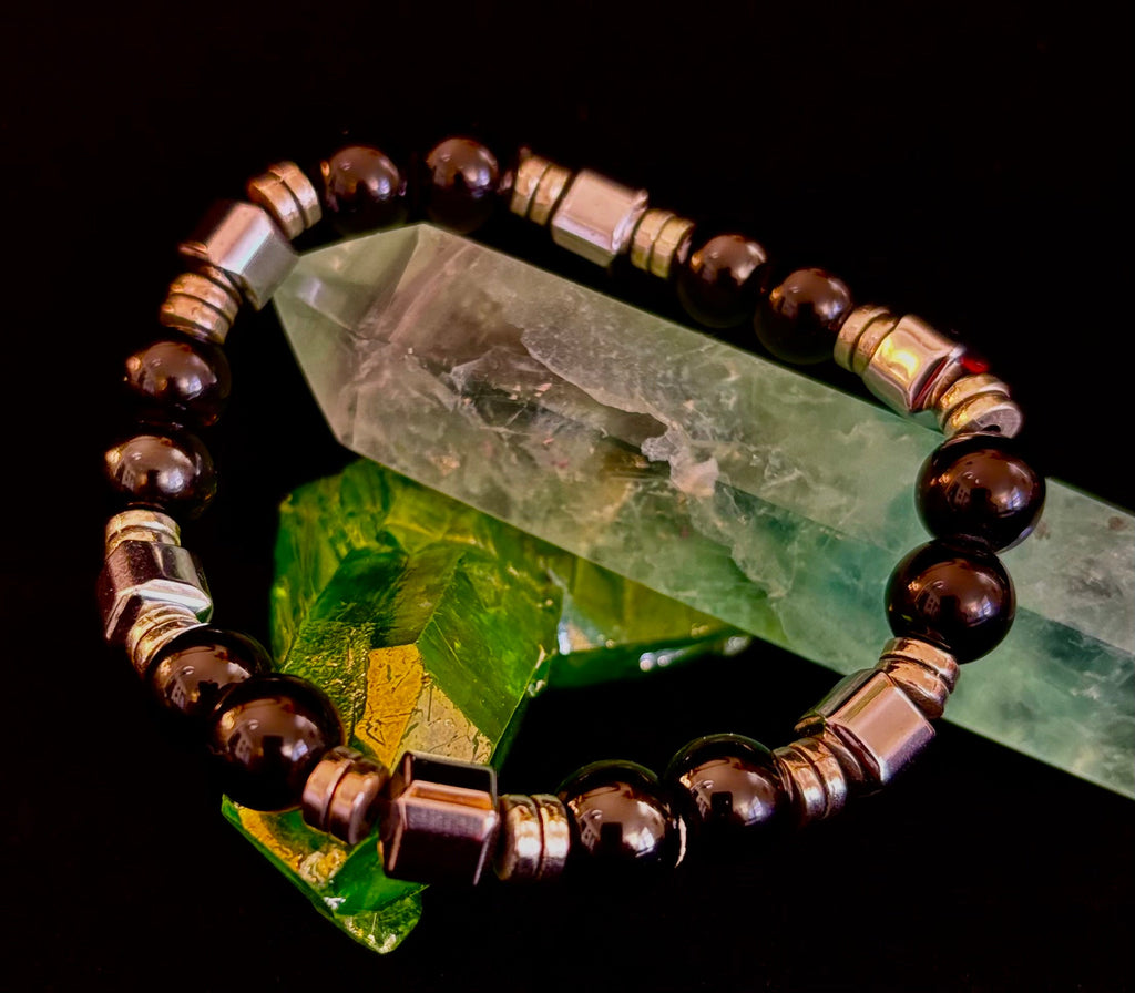 Midnight Shield Obsidian Bracelet – One of a Kind | Puerto Vallarta Artisan Piece | | Wiccan Center