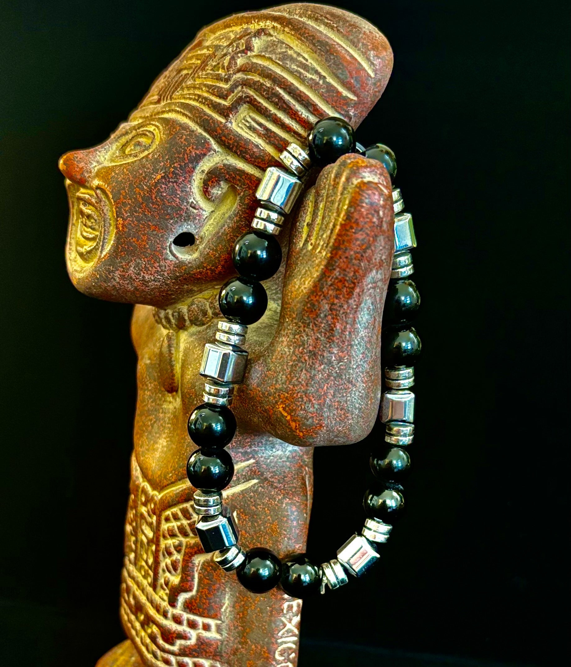 Midnight Shield Obsidian Bracelet – One of a Kind | Puerto Vallarta Artisan Piece | | Wiccan Center