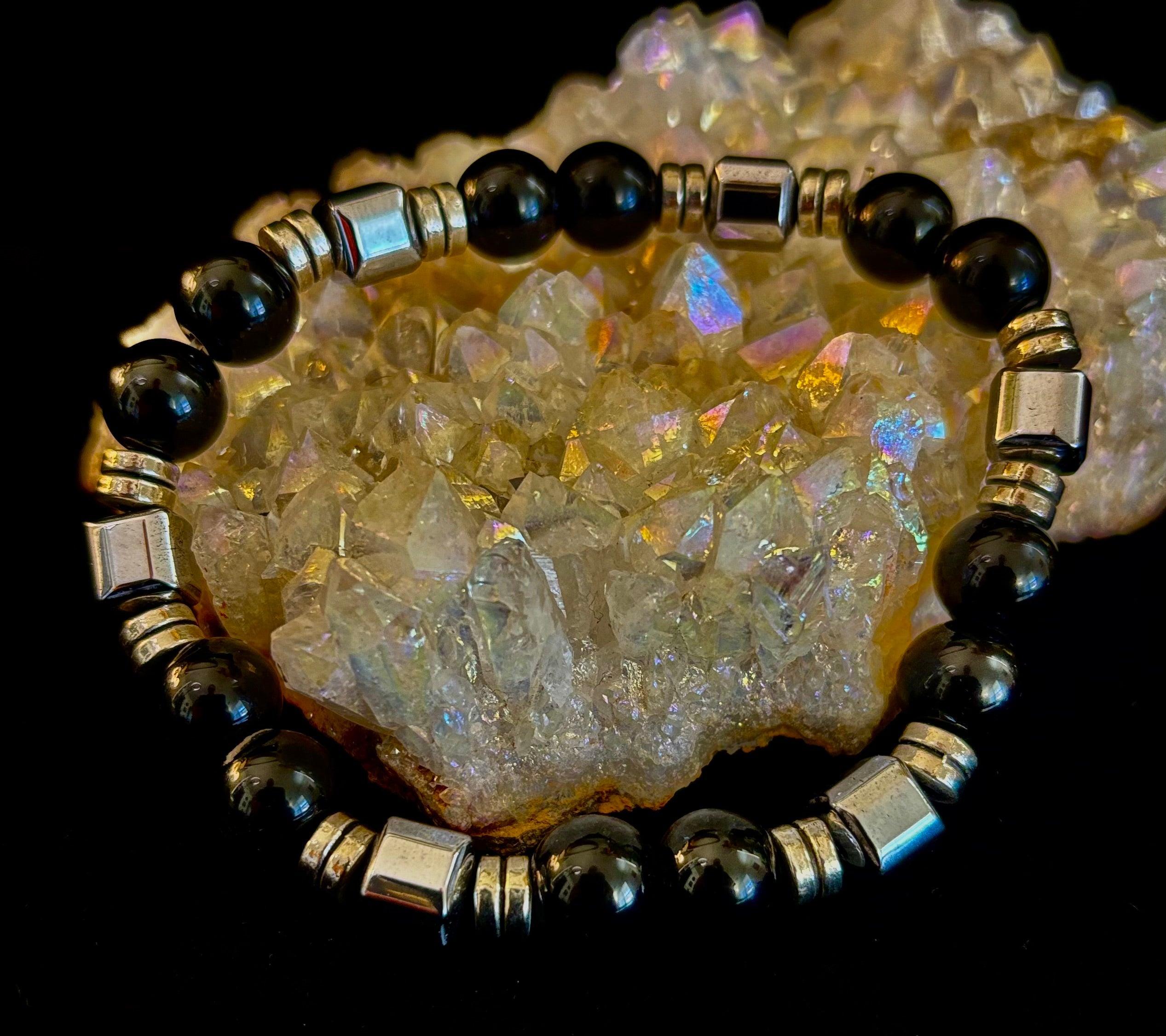 Midnight Shield Obsidian Bracelet – One of a Kind | Puerto Vallarta Artisan Piece | | Wiccan Center