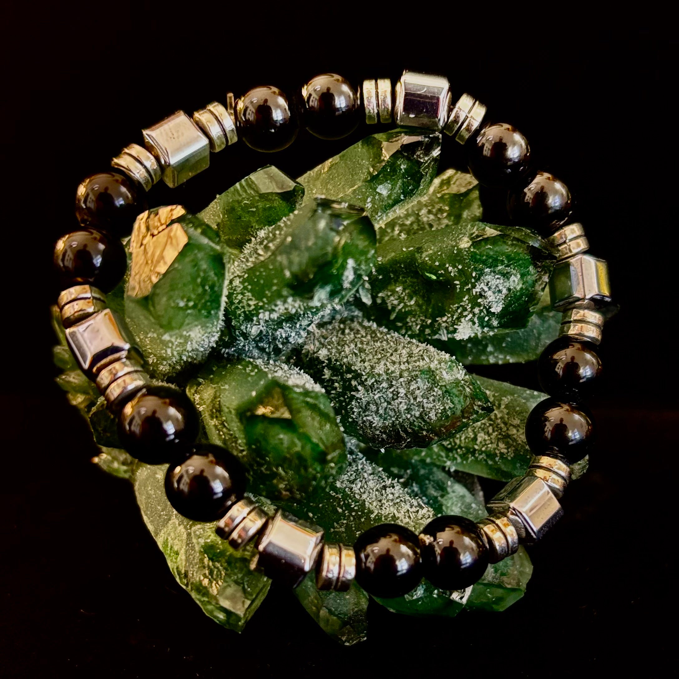 Midnight Shield Obsidian Bracelet – One of a Kind | Puerto Vallarta Artisan Piece | | Wiccan Center