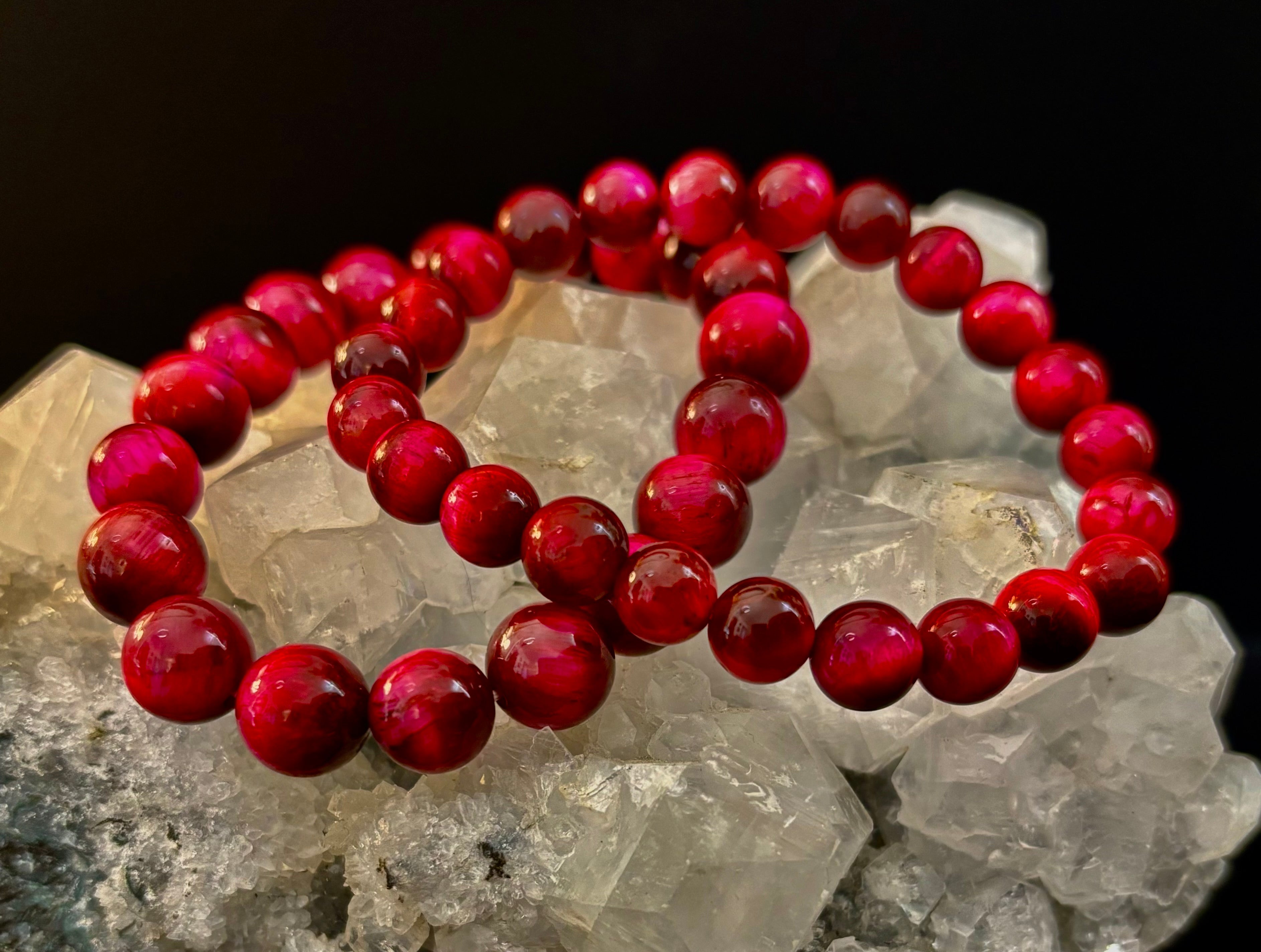 Pink Tiger Eye Power Bracelet – Confidence, Passion & Bold Energy | Reiki-Infused Gemstone Bracelet (8mm & 10mm) | | Wiccan Center