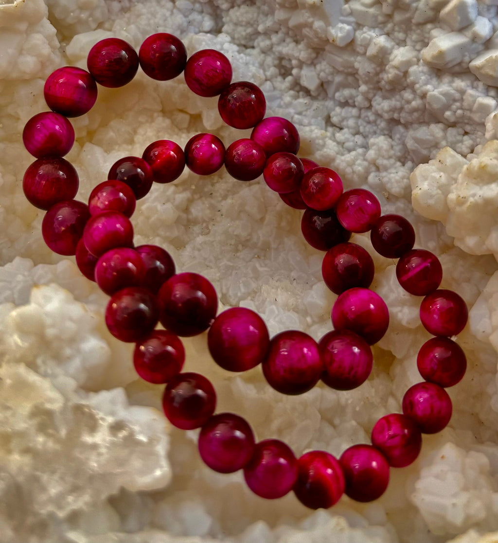 Pink Tiger Eye Power Bracelet – Confidence, Passion & Bold Energy | Reiki-Infused Gemstone Bracelet (8mm & 10mm) | | Wiccan Center
