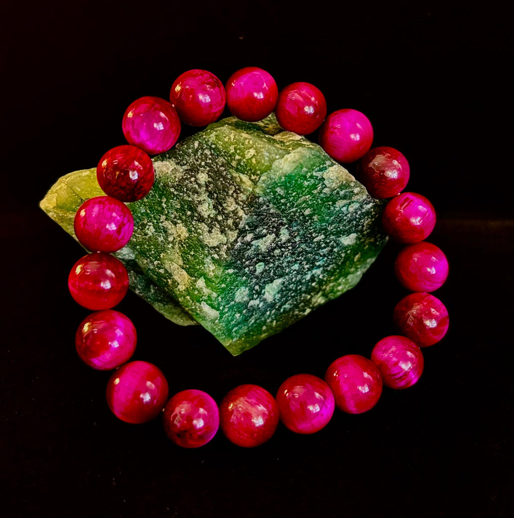 Pink Tiger Eye Power Bracelet – Confidence, Passion & Bold Energy | Reiki-Infused Gemstone Bracelet (8mm & 10mm) | | Wiccan Center
