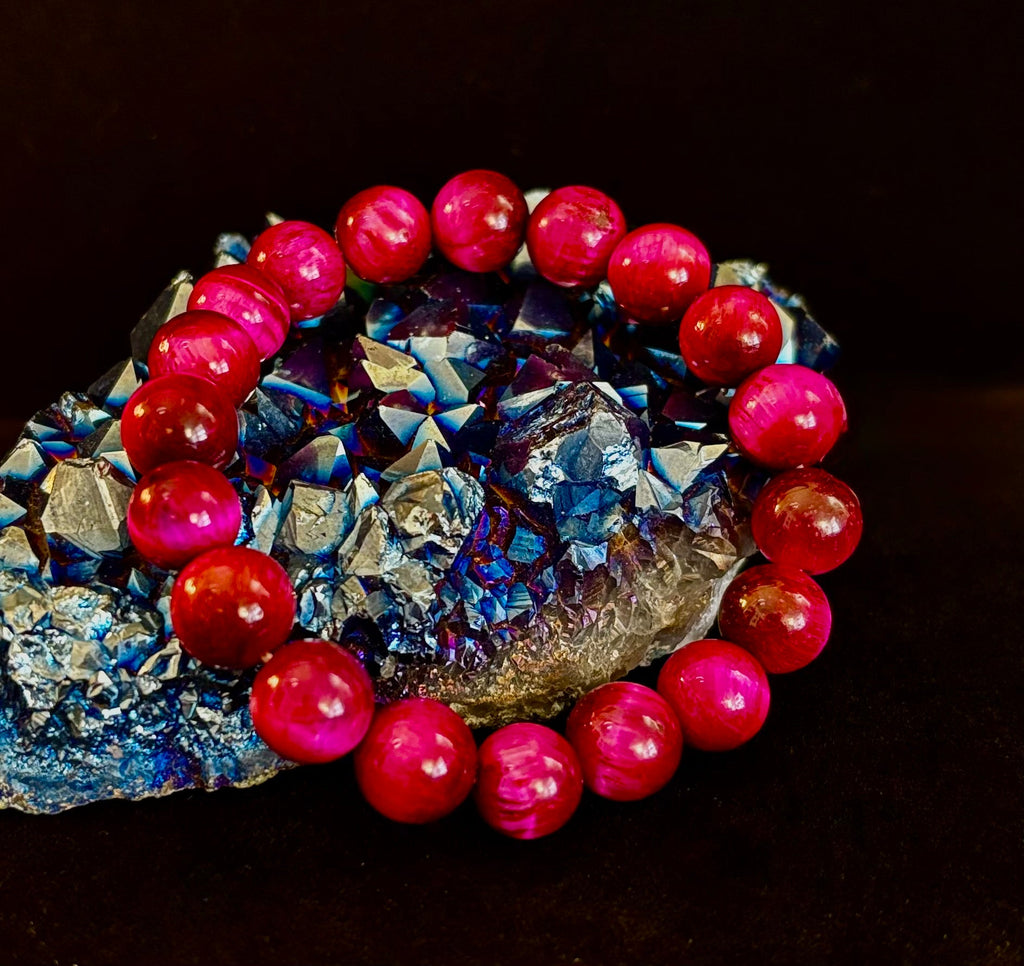 Pink Tiger Eye Power Bracelet – Confidence, Passion & Bold Energy | Reiki-Infused Gemstone Bracelet (8mm & 10mm) | | Wiccan Center