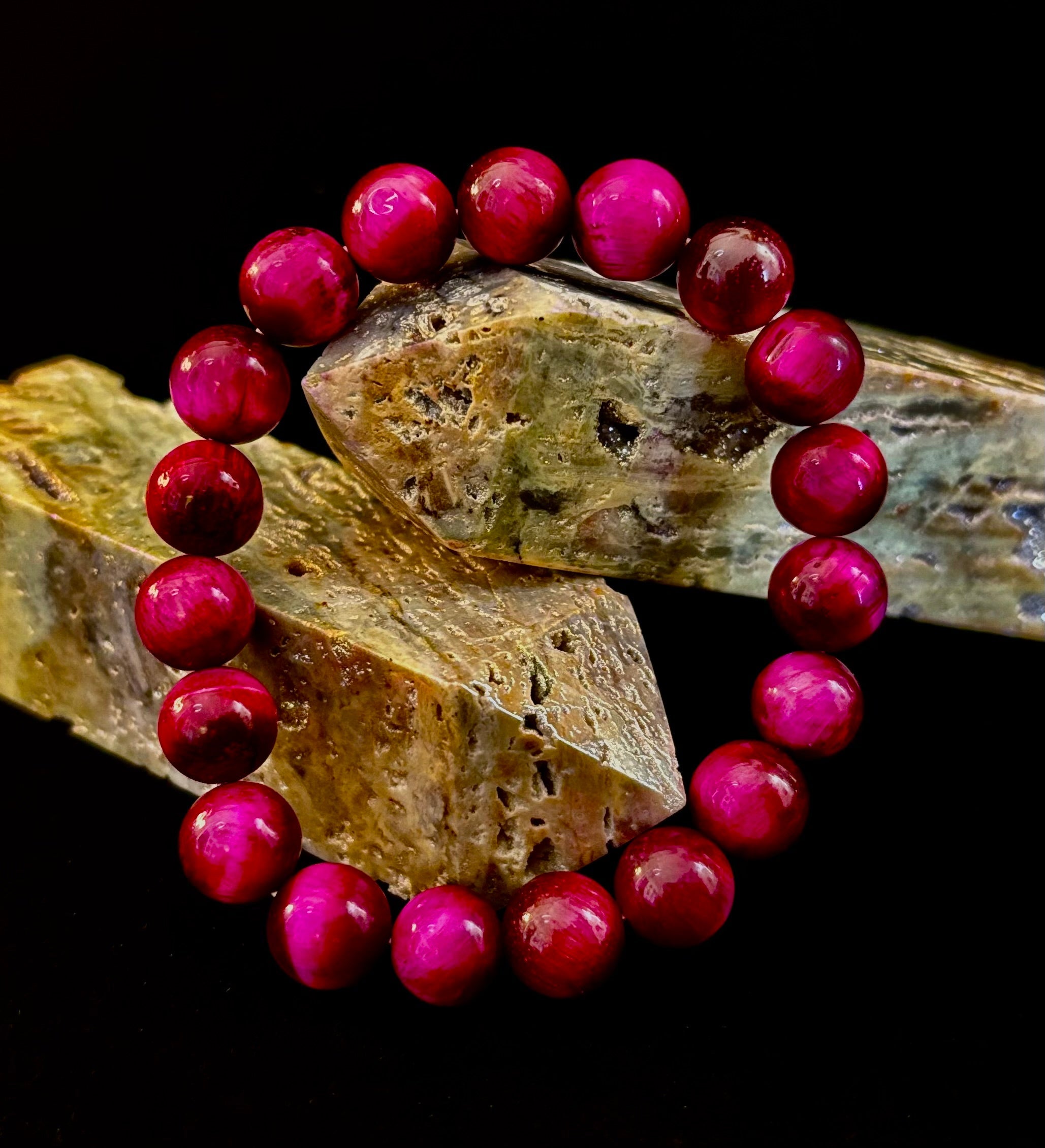 Pink Tiger Eye Power Bracelet – Confidence, Passion & Bold Energy | Reiki-Infused Gemstone Bracelet (8mm & 10mm) | | Wiccan Center