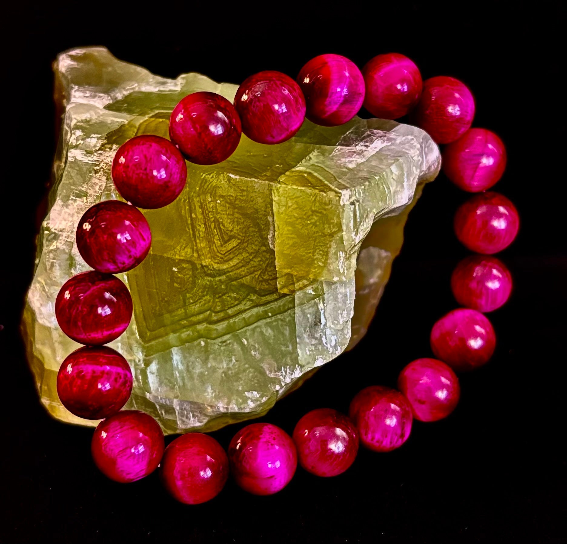 Pink Tiger Eye Power Bracelet – Confidence, Passion & Bold Energy | Reiki-Infused Gemstone Bracelet (8mm & 10mm) | | Wiccan Center