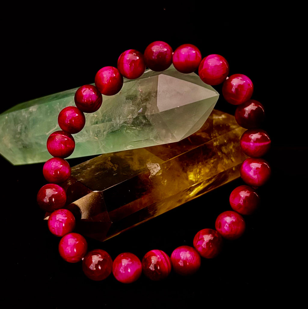 Pink Tiger Eye Power Bracelet – Confidence, Passion & Bold Energy | Reiki-Infused Gemstone Bracelet (8mm & 10mm) | | Wiccan Center