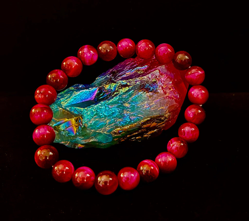 Pink Tiger Eye Power Bracelet – Confidence, Passion & Bold Energy | Reiki-Infused Gemstone Bracelet (8mm & 10mm) | | Wiccan Center