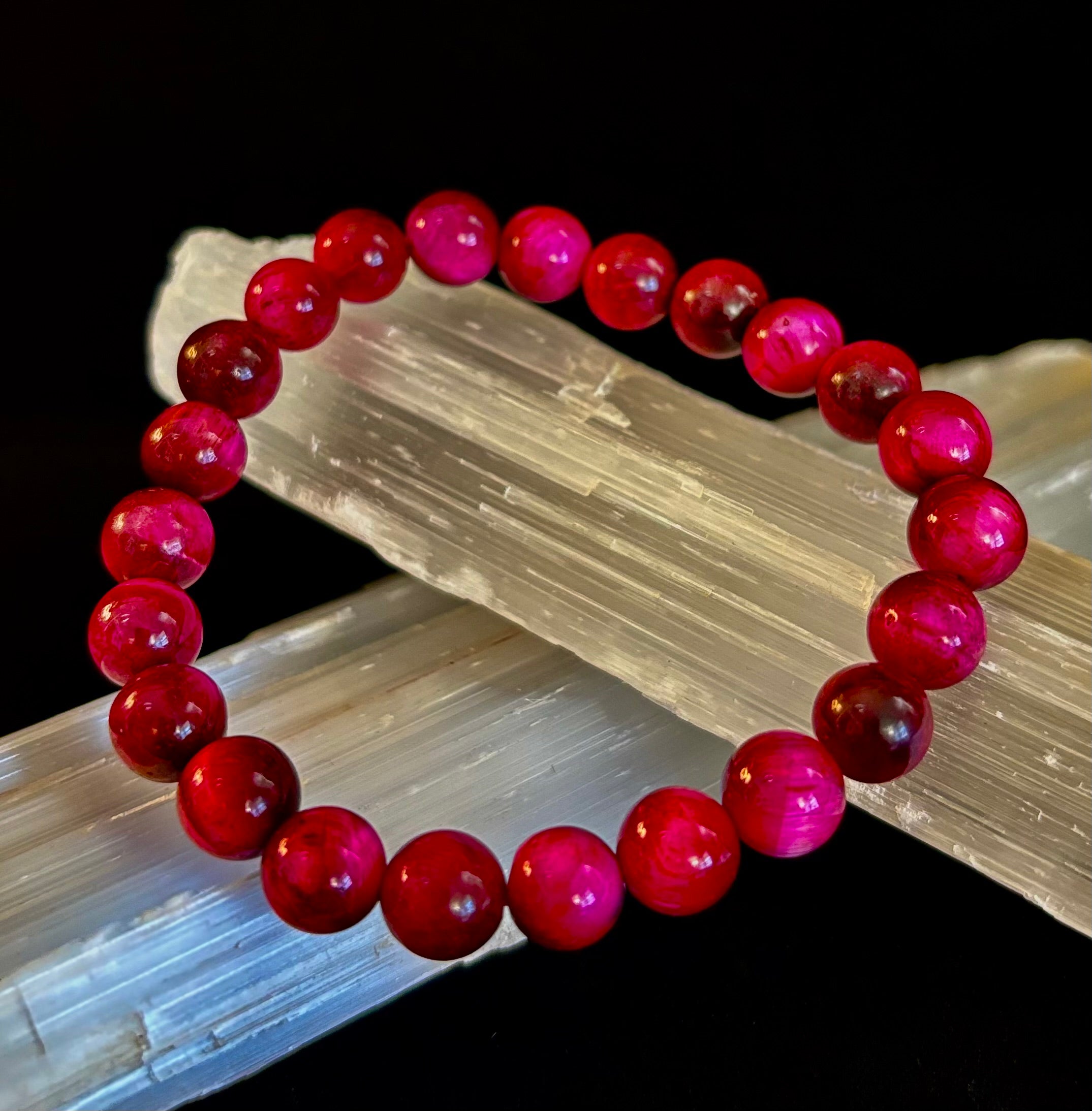 Pink Tiger Eye Power Bracelet – Confidence, Passion & Bold Energy | Reiki-Infused Gemstone Bracelet (8mm & 10mm) | | Wiccan Center