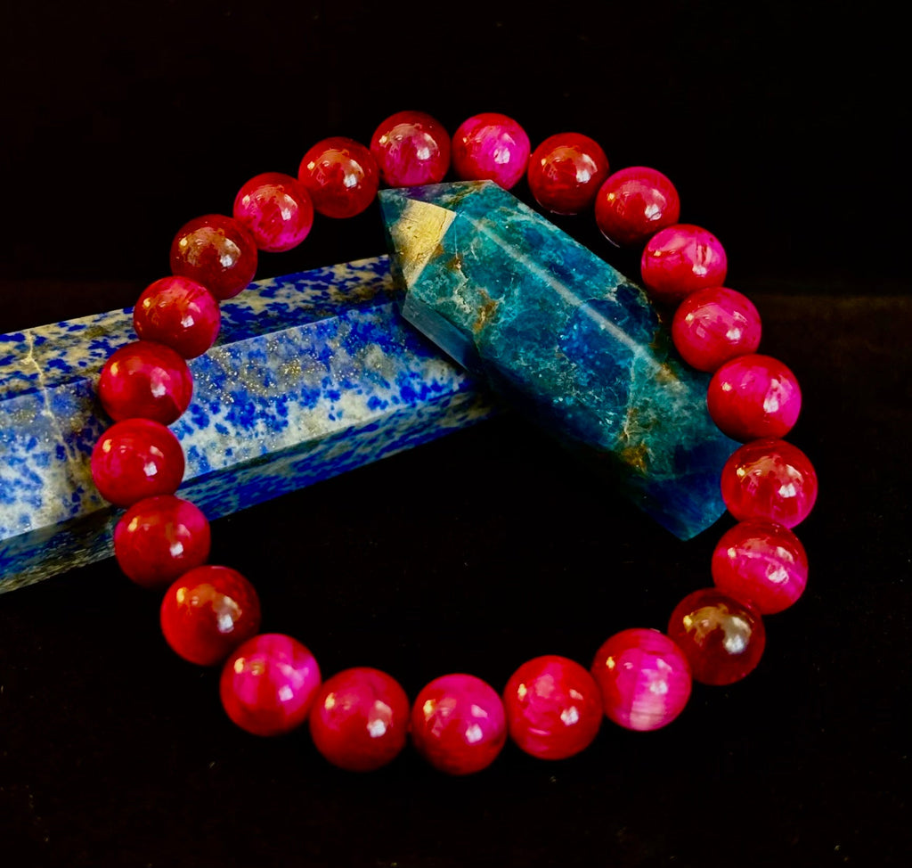 Pink Tiger Eye Power Bracelet – Confidence, Passion & Bold Energy | Reiki-Infused Gemstone Bracelet (8mm & 10mm) | | Wiccan Center
