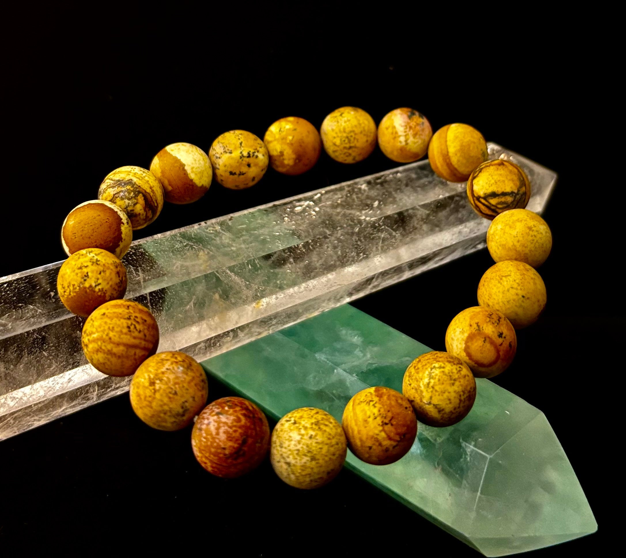 Matte Picture Jasper Power Bracelet – 10mm Grounding & Strength Stone Bracelet | | Wiccan Center