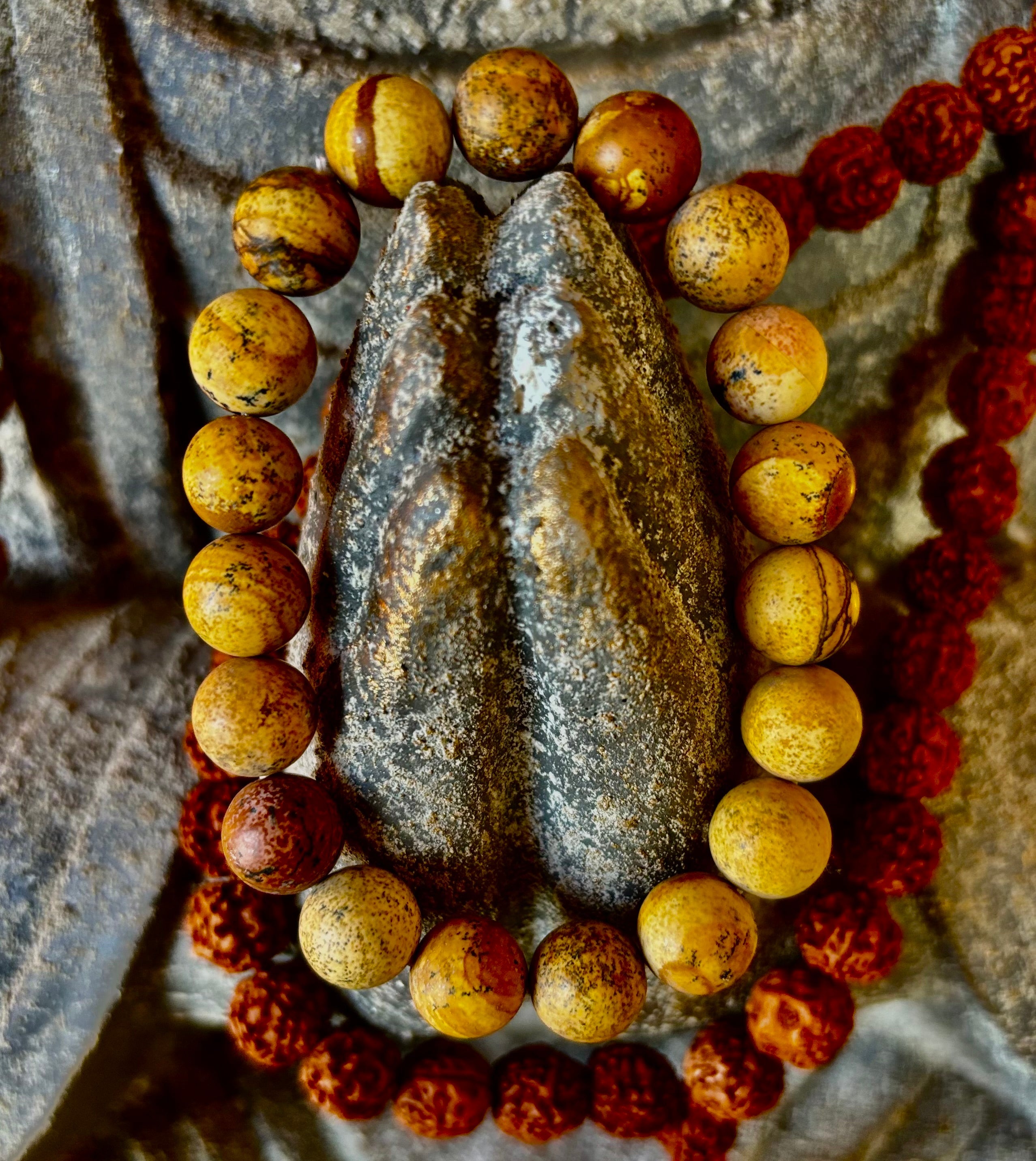 Matte Picture Jasper Power Bracelet – 10mm Grounding & Strength Stone Bracelet | | Wiccan Center