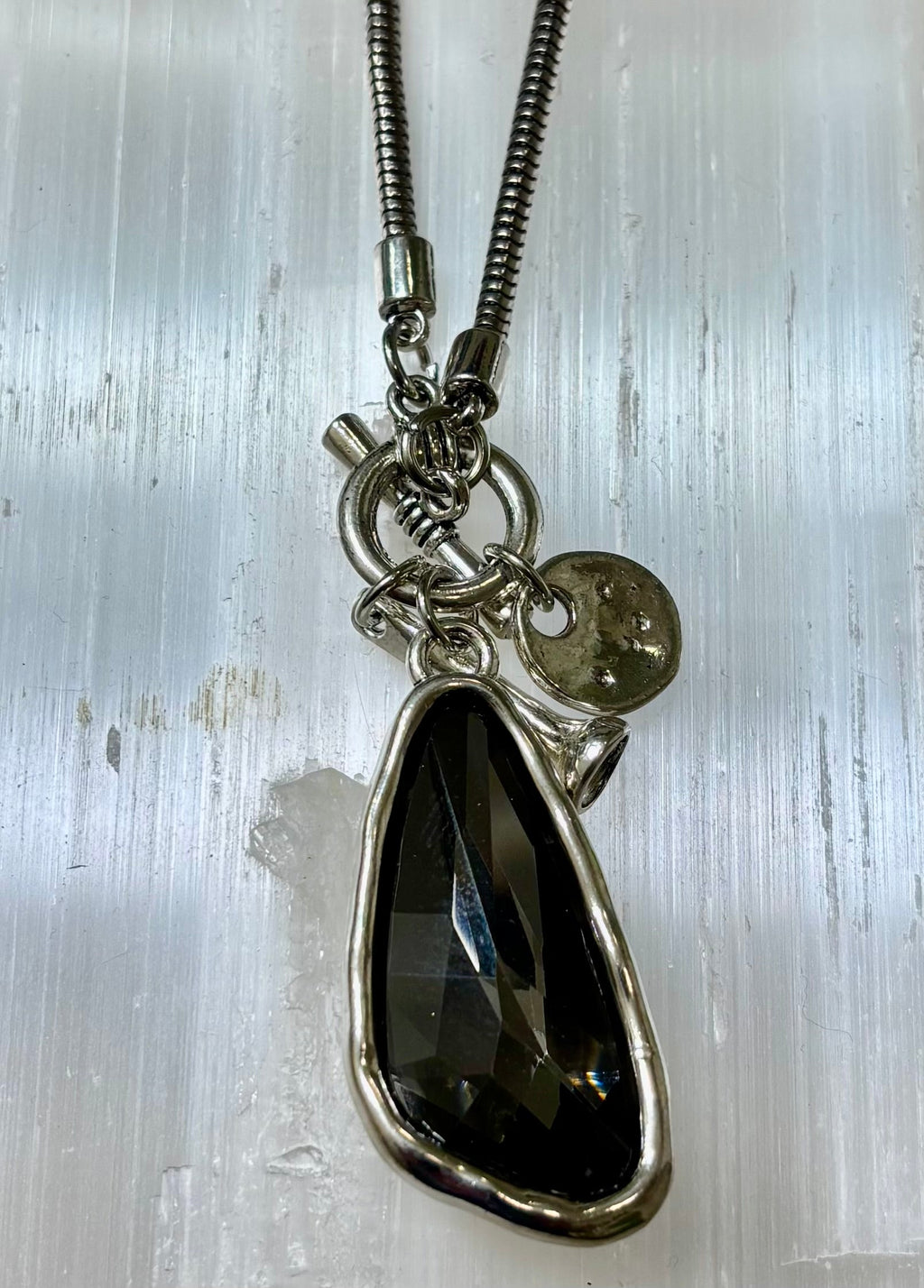 Crystal Teardrop Pendant Necklace – Ocean Blue, Emerald Green & Charcoal | Adjustable 29 inch Statement Necklace | | Wiccan Center