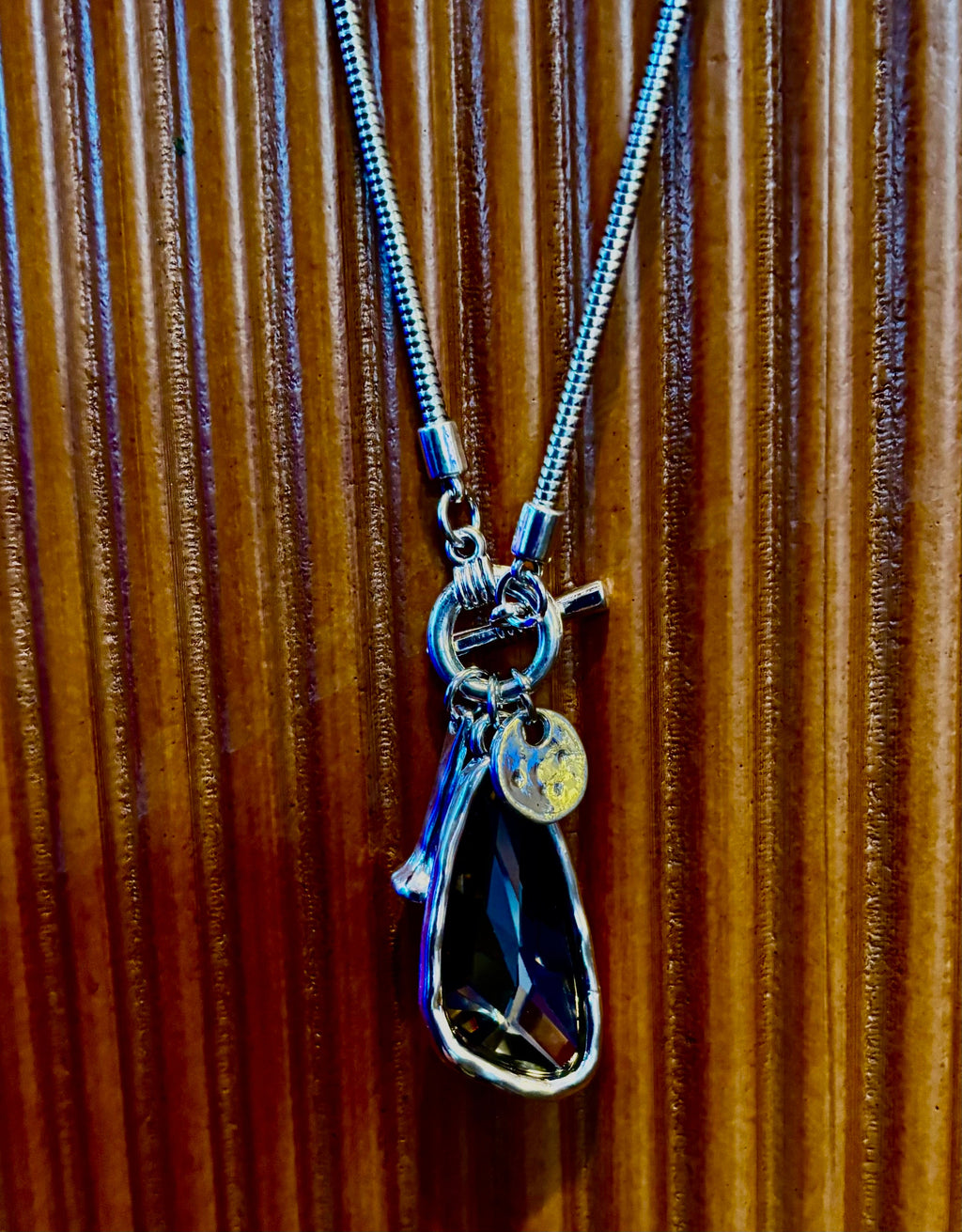 Crystal Teardrop Pendant Necklace – Ocean Blue, Emerald Green & Charcoal | Adjustable 29 inch Statement Necklace | | Wiccan Center
