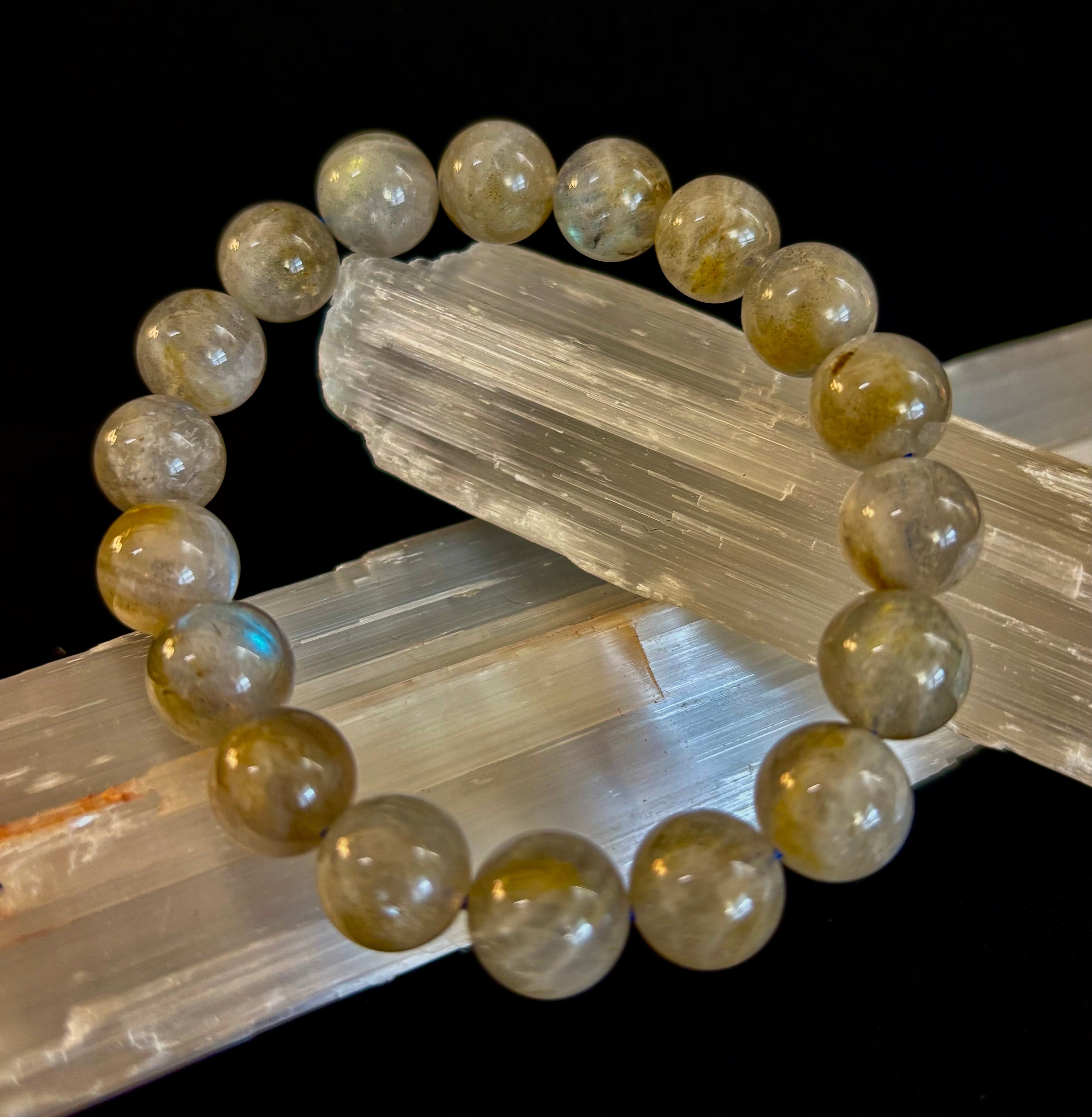 Moonlit Path: Silver Flash Labradorite Bracelet - Reiki Infused (3 Amazing Bead Sizes) | | Wiccan Center