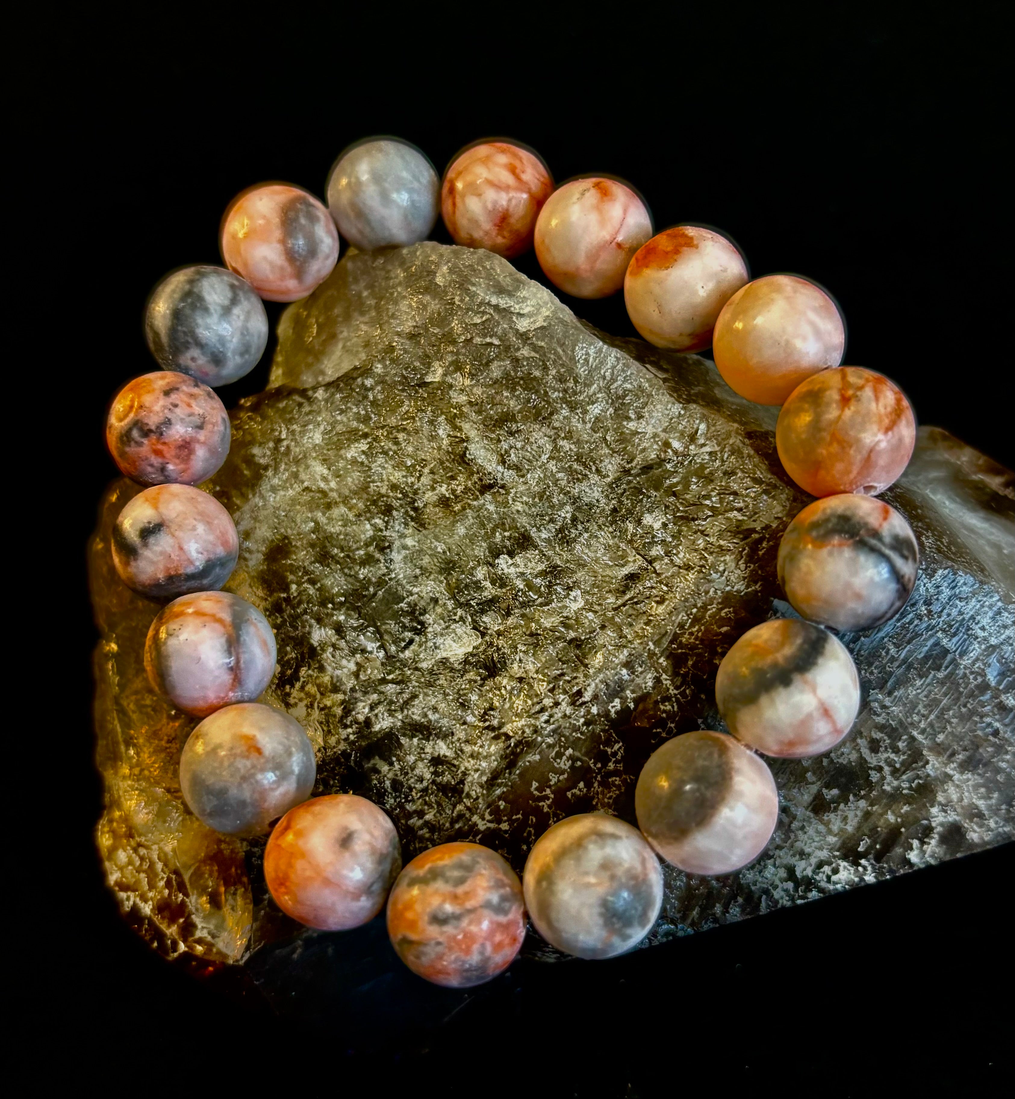 Natural Rhodonite Stone Bead Bracelet – Emotional Healing & Love Energy | | Wiccan Center