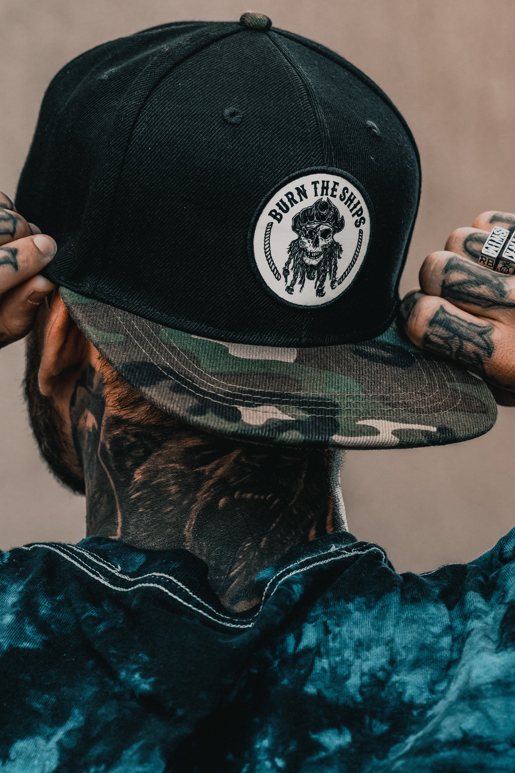 Burn The Ships Camo Snapback | hat | Wiccan Center