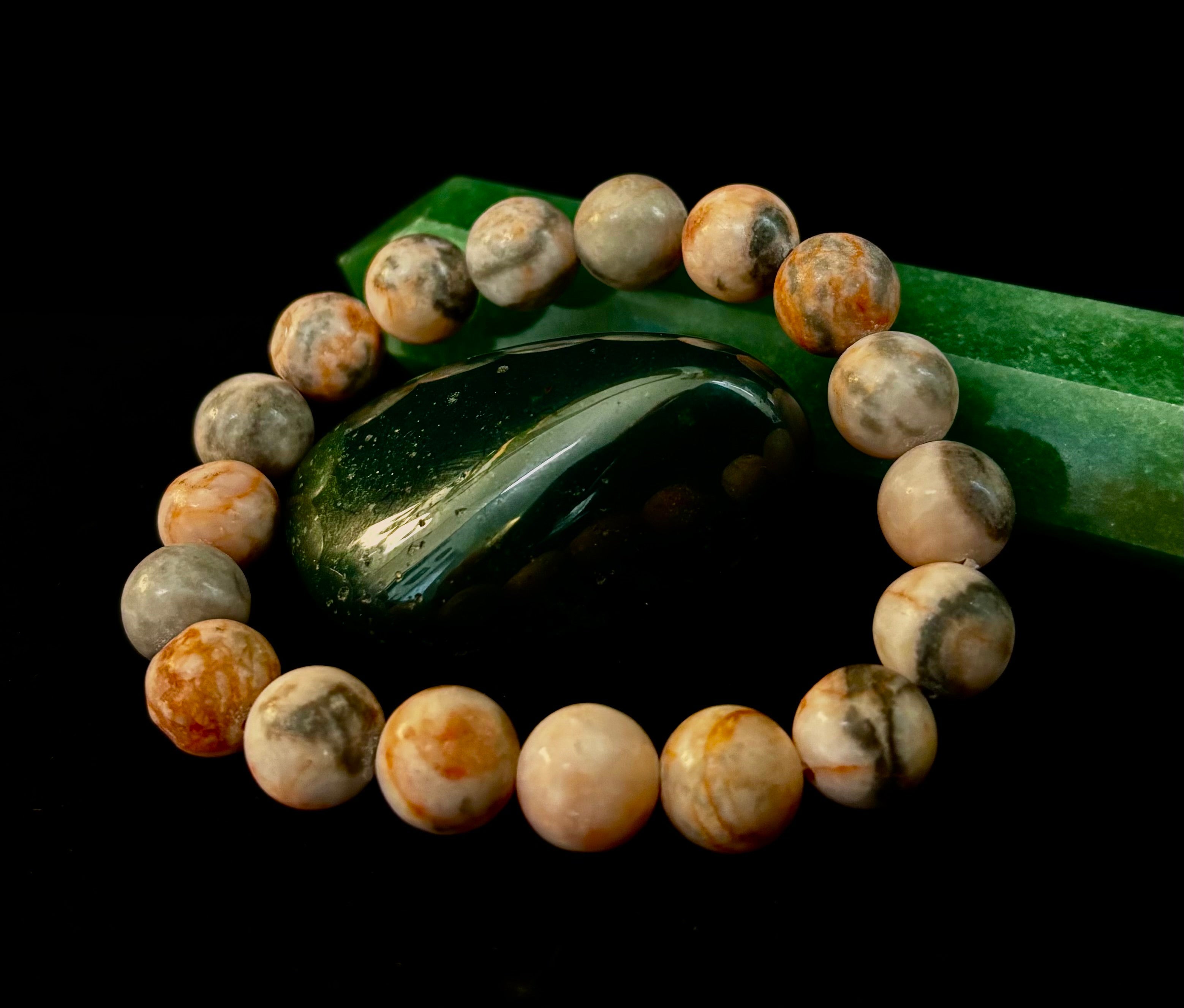 Natural Rhodonite Stone Bead Bracelet – Emotional Healing & Love Energy | | Wiccan Center