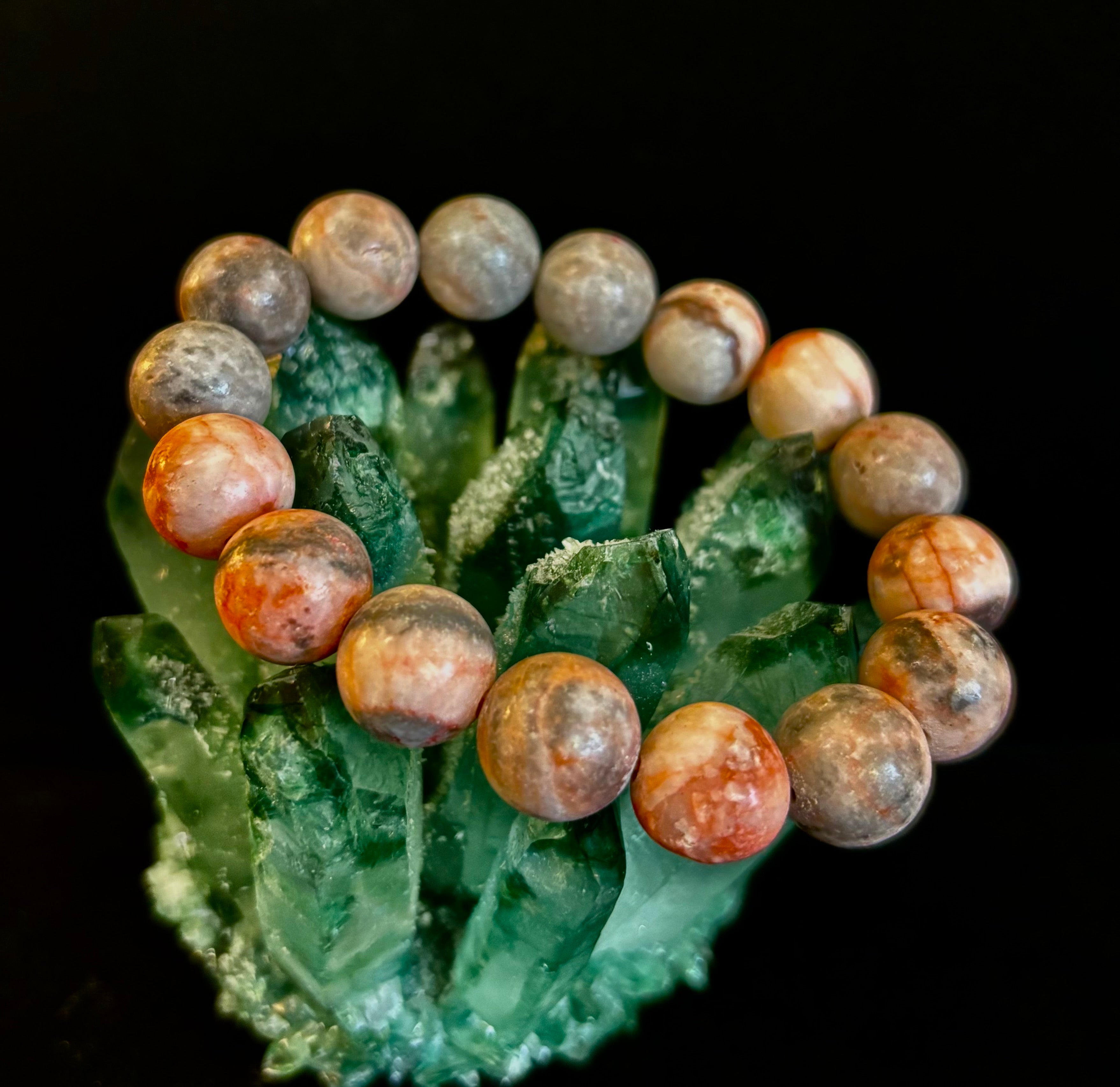 Natural Rhodonite Stone Bead Bracelet – Emotional Healing & Love Energy | | Wiccan Center