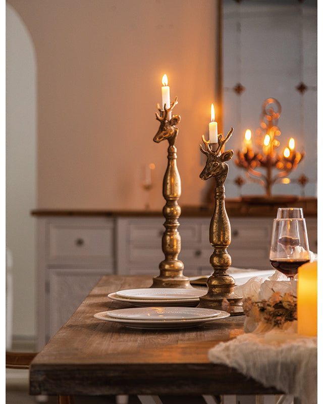 Antique Brass Deer Head Candle Holder | | Wiccan Center