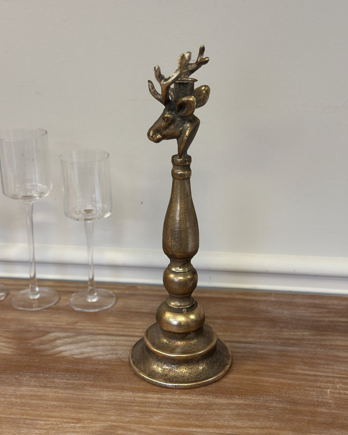 Antique Brass Deer Head Candle Holder | | Wiccan Center
