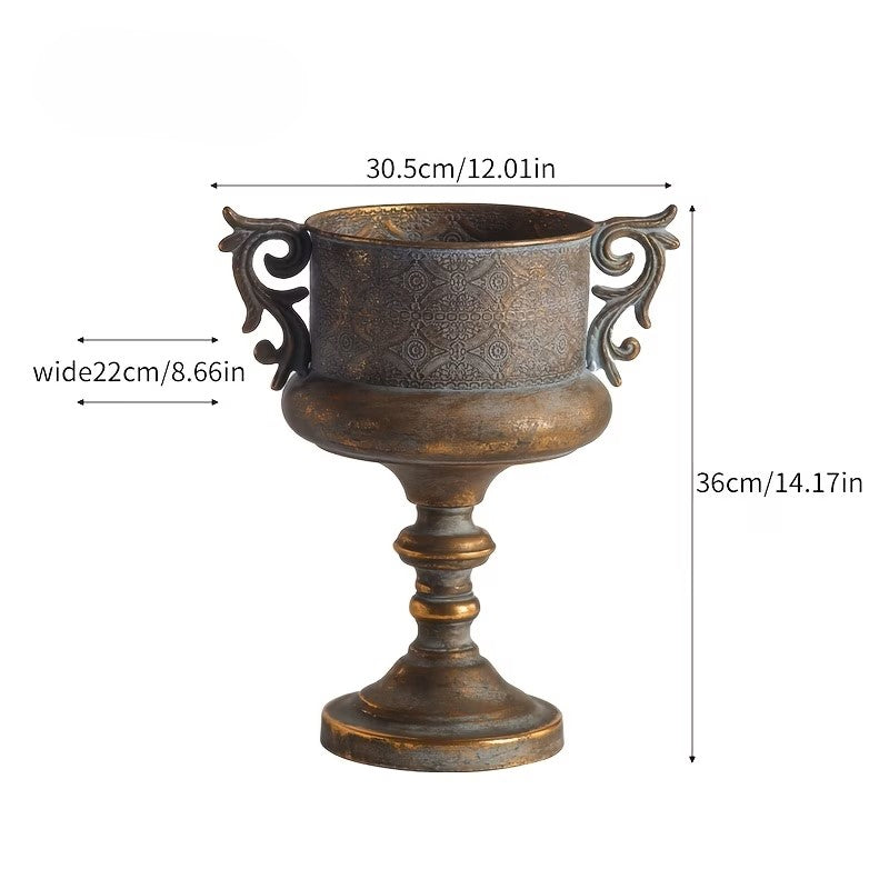 Embossed Gold Urn Planter with Decorative Handles | | Wiccan Center
