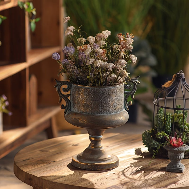 Embossed Gold Urn Planter with Decorative Handles | | Wiccan Center