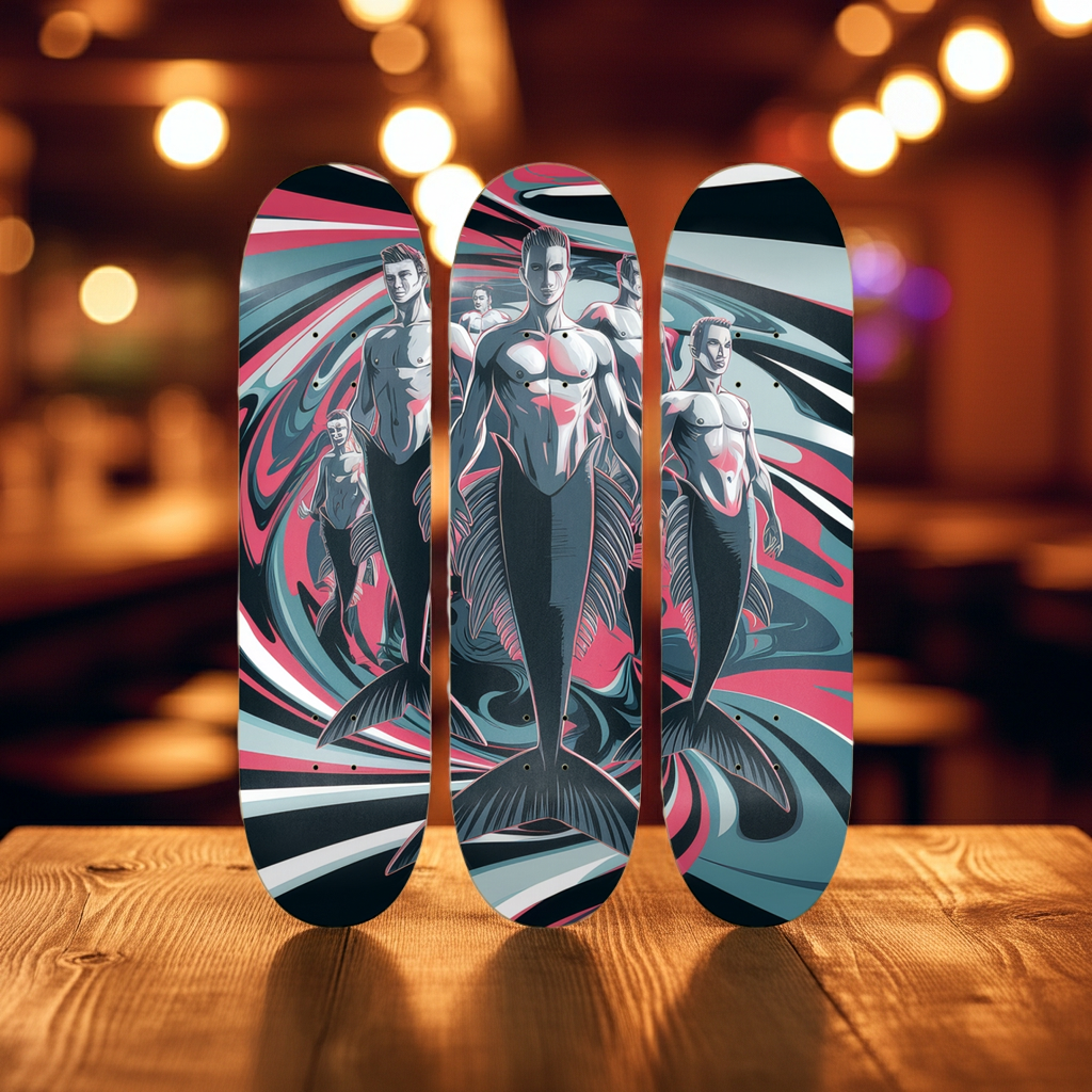 3 Skateboard Series Art - Merman Squad | Skateboard | Wiccan Center
