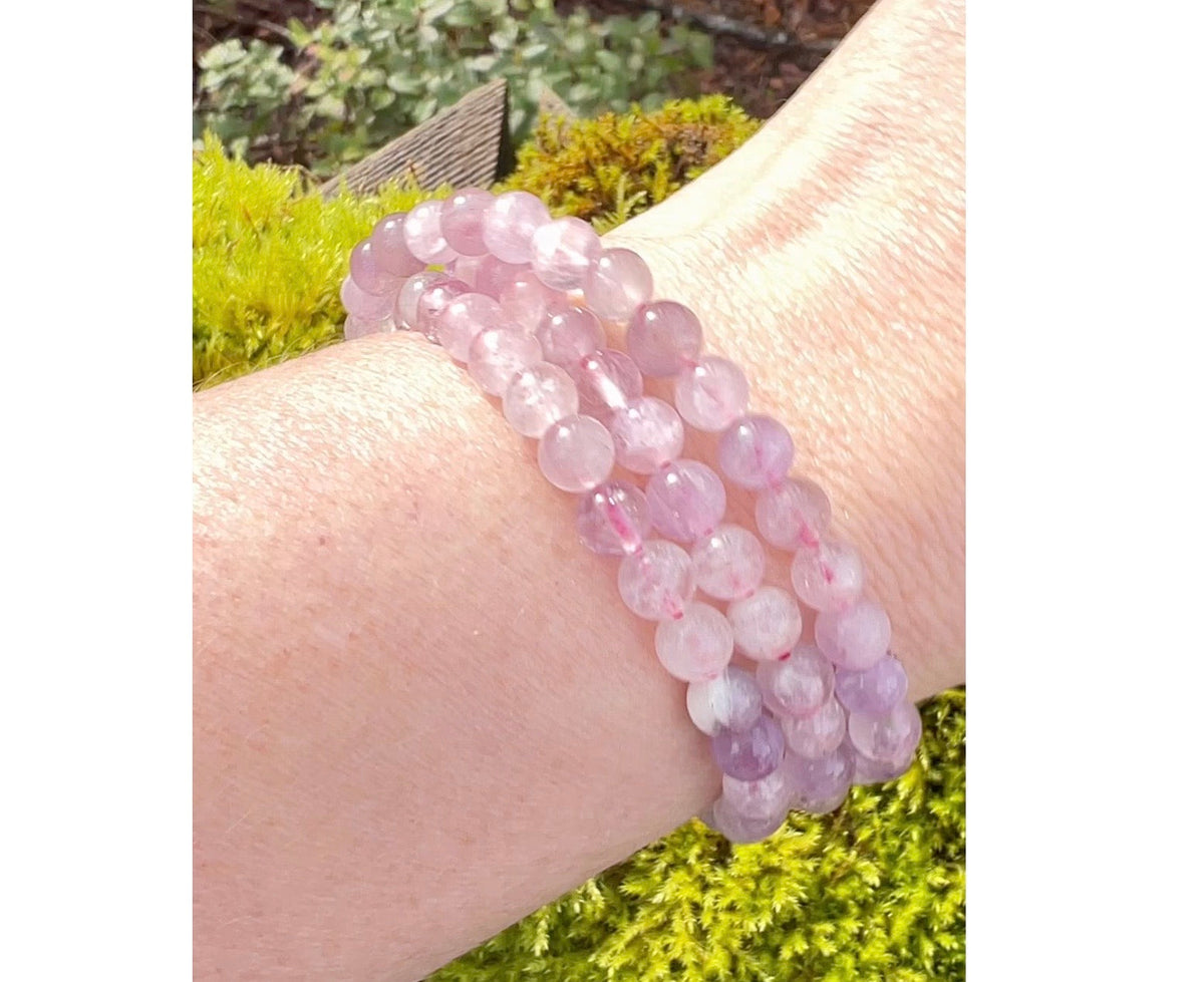 Triple Wrap 4mm-6 mm Bracelet/Necklace, Rose Quartz or Amethyst