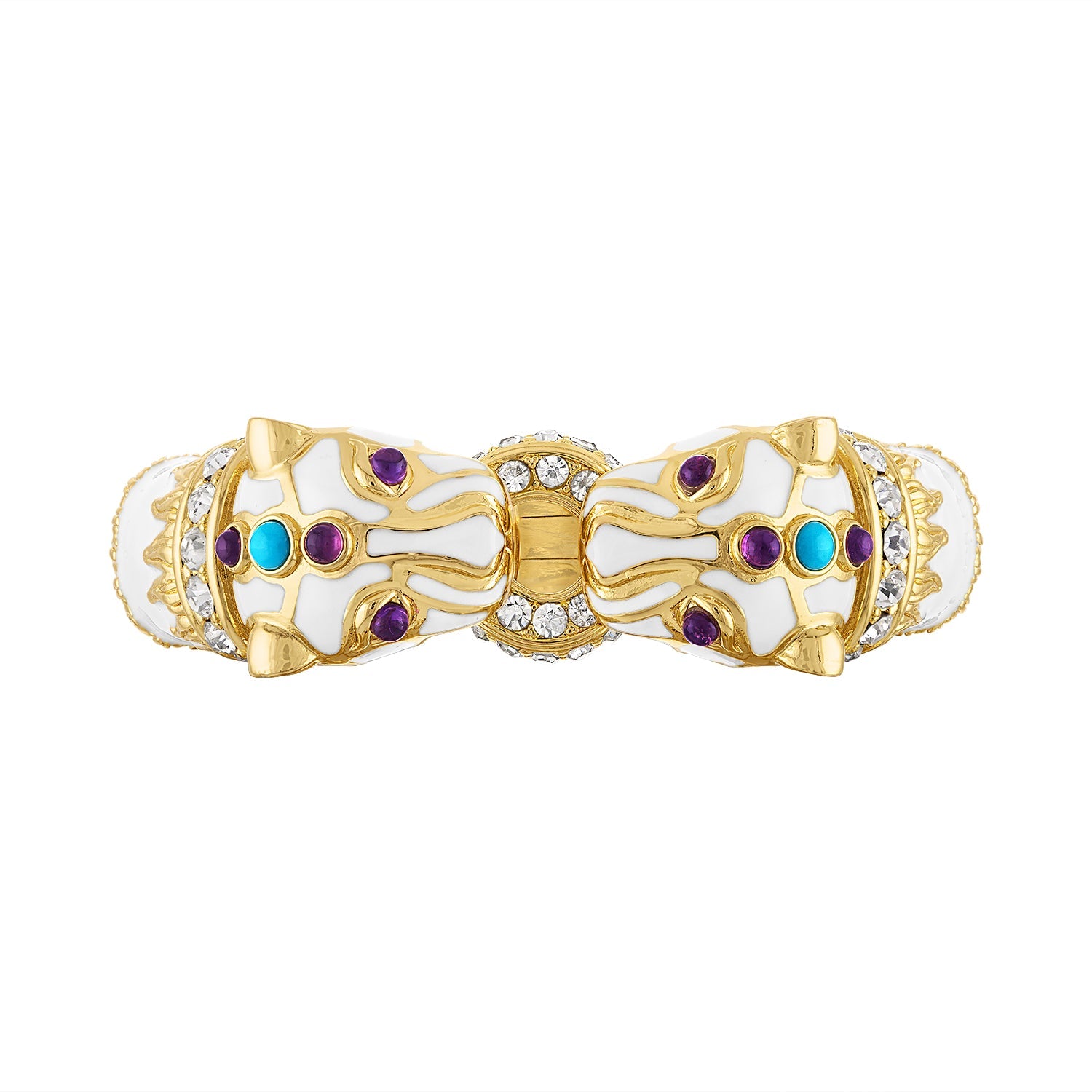 White Enamel Double Panther Bracelet