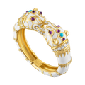 White Enamel Double Panther Bracelet