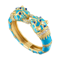 Turquoise Enamel Double Panther Bracelet