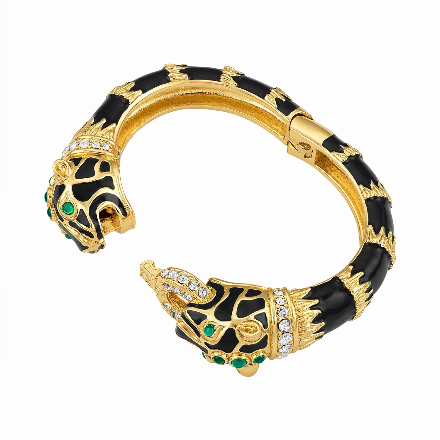 Black Enamel Double Panther Bracelet