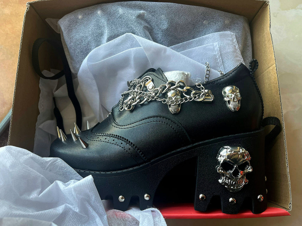 Skull Shoes With Spikes Women's | Shoes | Wiccan Center