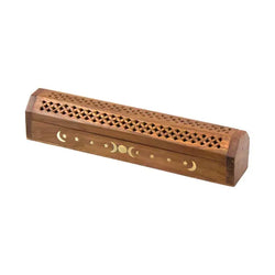Triple Moon Wood Incense Storage Box | Incense Storage Box | Wiccan Center