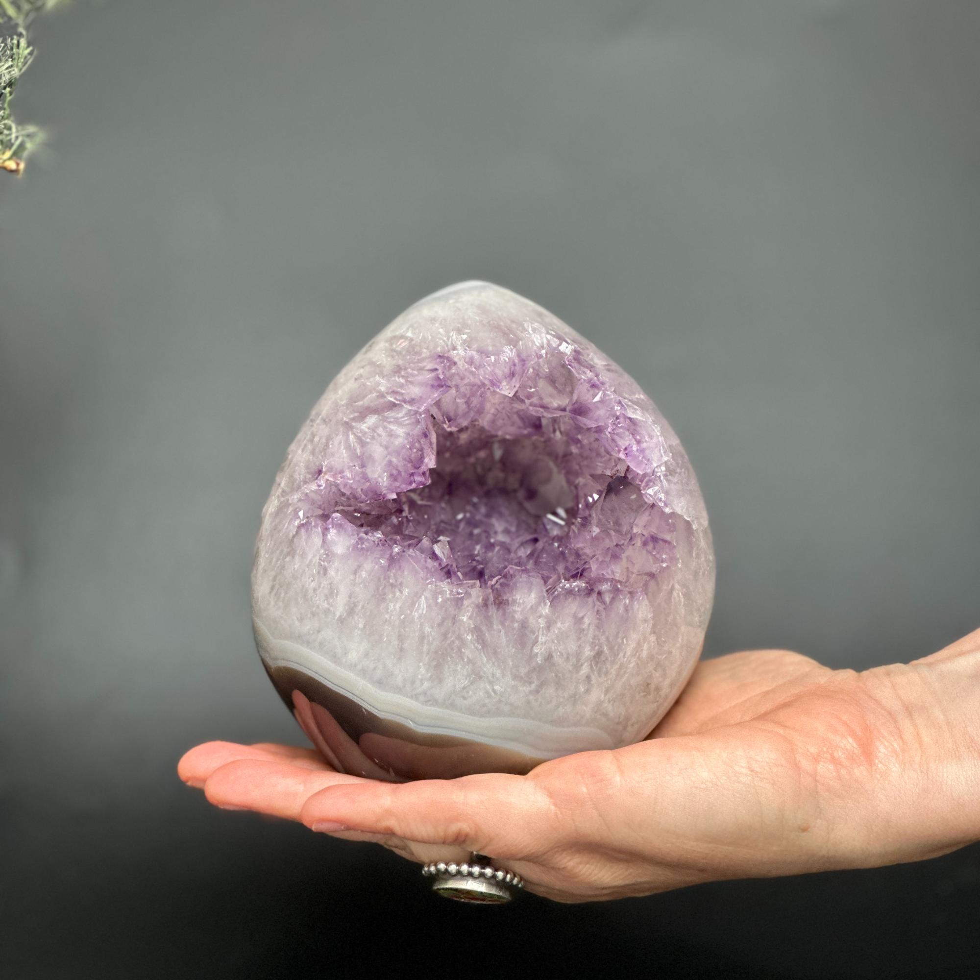 Incredible Deep Purple Amethyst Stone, Egg shaped crystal piece, AAA amethyst quality Oval Full polished Crystal | Amethyst Geodes | Wiccan Center