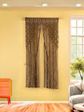 Indigo Brown Macrame Leaf Door Curtain | Macrame Door Curtains | Wiccan Center